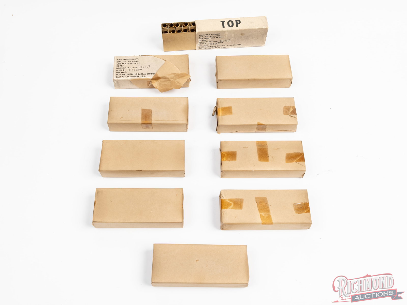 Desirable 1967 Lot of Olin Mathieson M32 Line Throwing .45 Blanks 200 Rounds Total (1 of 2)