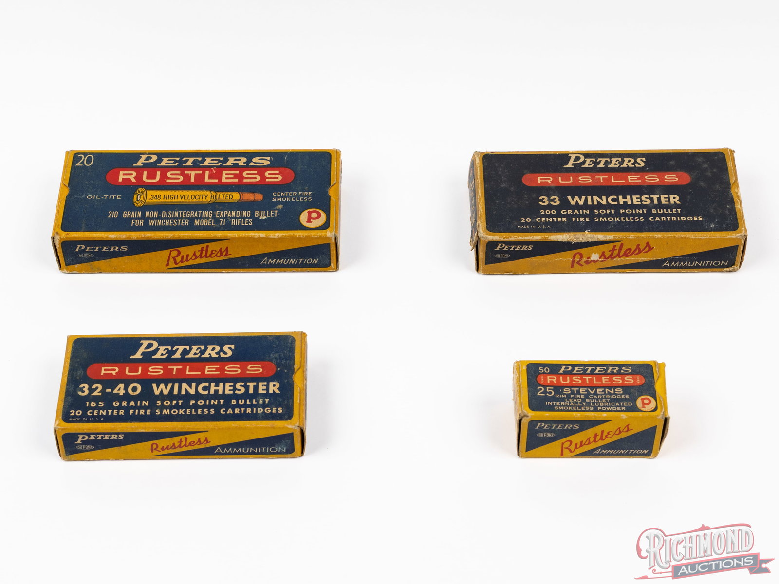 Four Peters Rustless Collector Ammunition Rare .25 Stevens, .33 WIN, 32-40 WIN, .348 WIN (1 of 2)