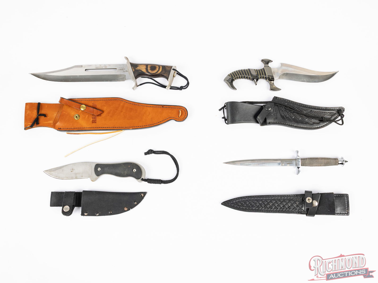 Lot of Three United Fixed Blade Fantasy Knives and Barracuda Fixed Blade Knife - 2