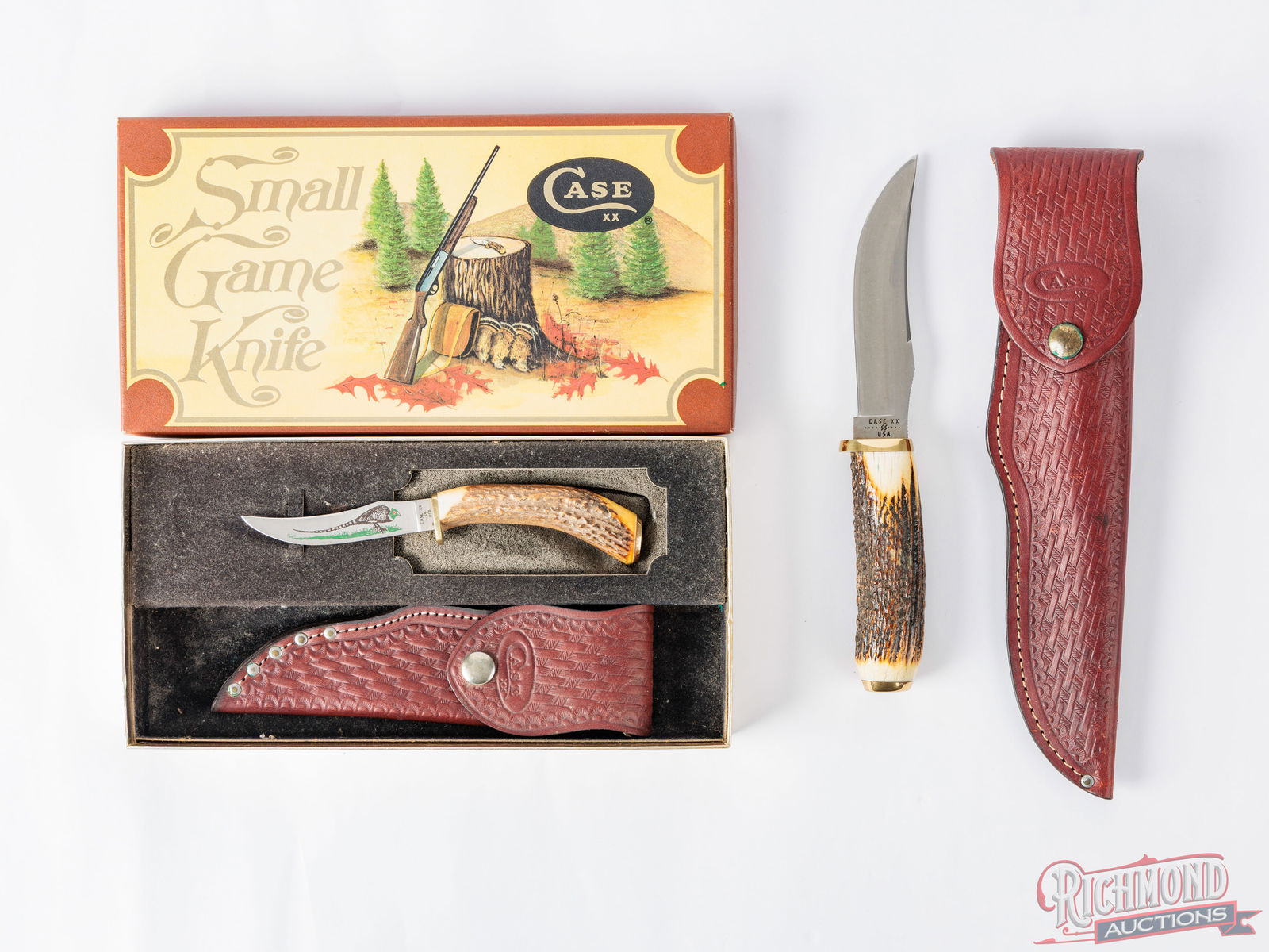 Two Case XX Fixed Blade Knives Cheyenne & Small Game With Stag Handles (1 of 3)