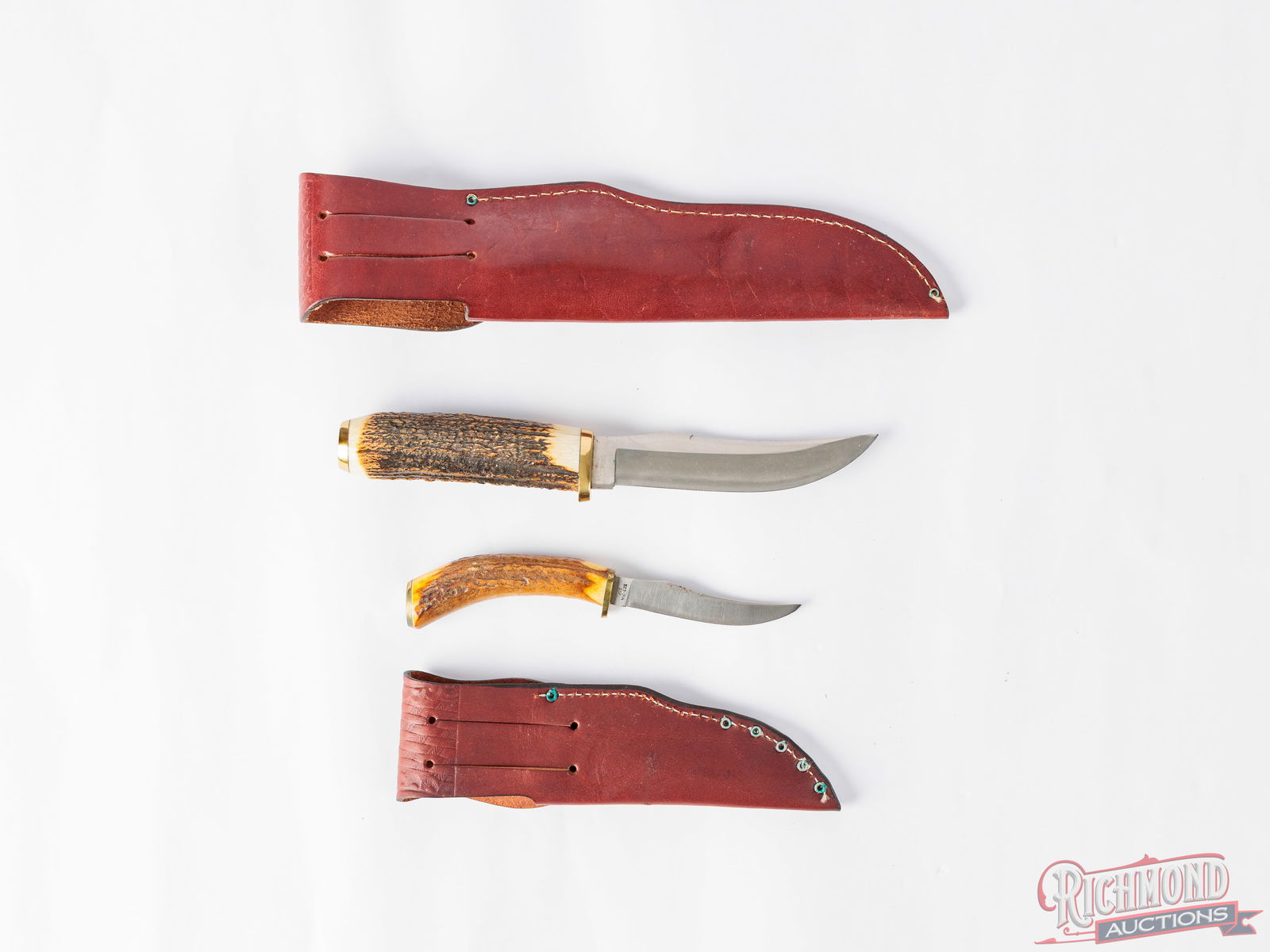 Two Case XX Fixed Blade Knives Cheyenne & Small Game With Stag Handles - 3