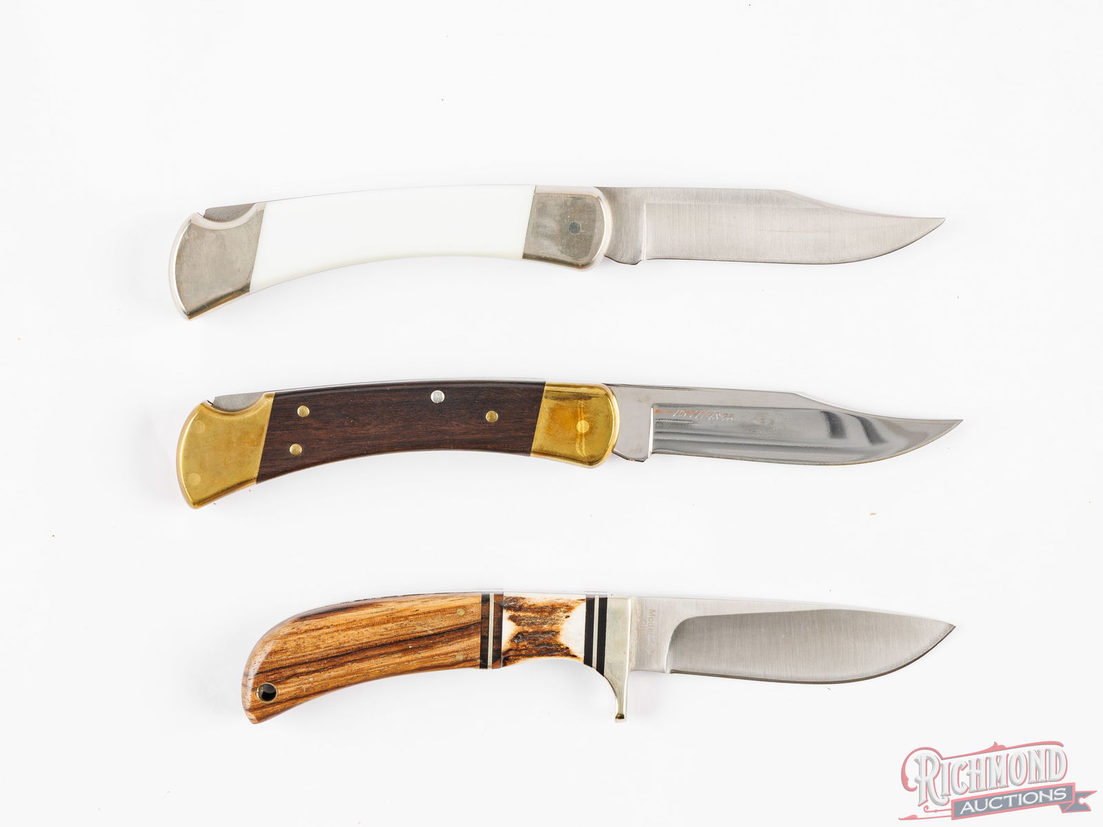 Two Buck Lockback Commemorative Folder Knives & Browning Fixed Blade - 3
