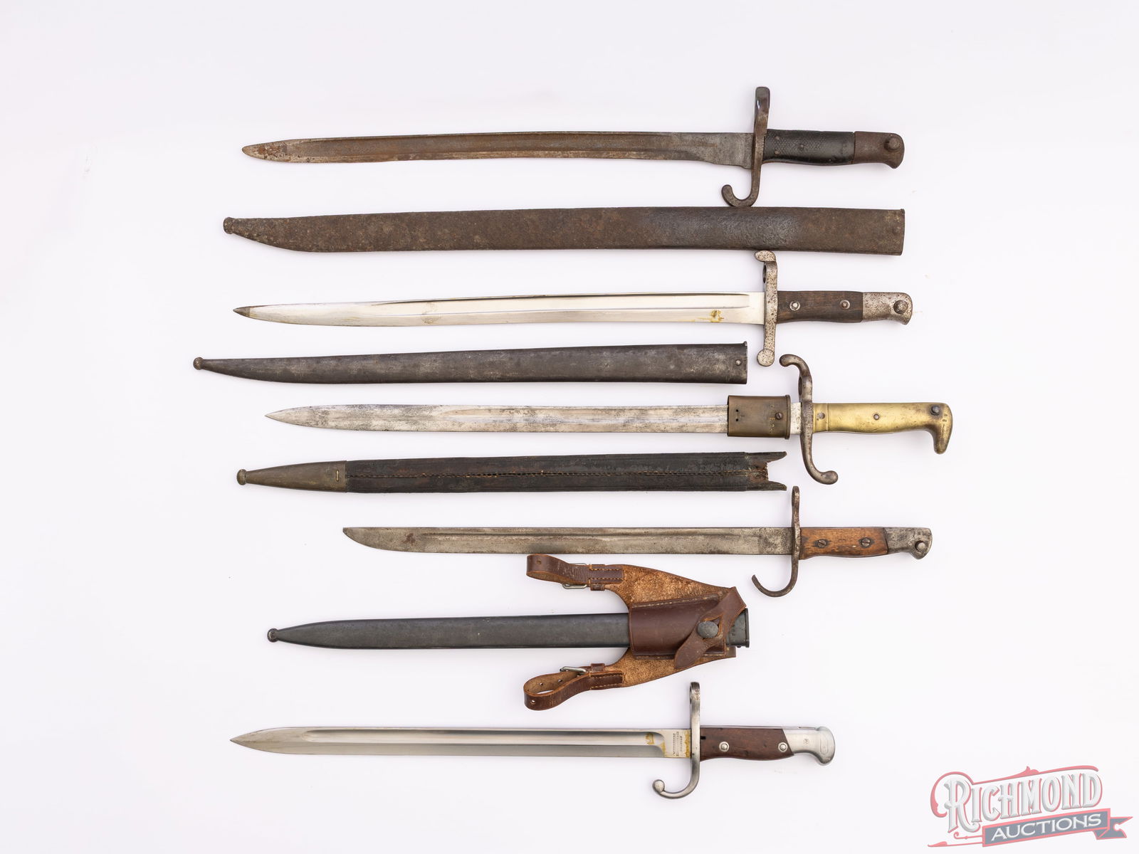 Lot of 5 Vintage Bayonets With Scabbards - 2