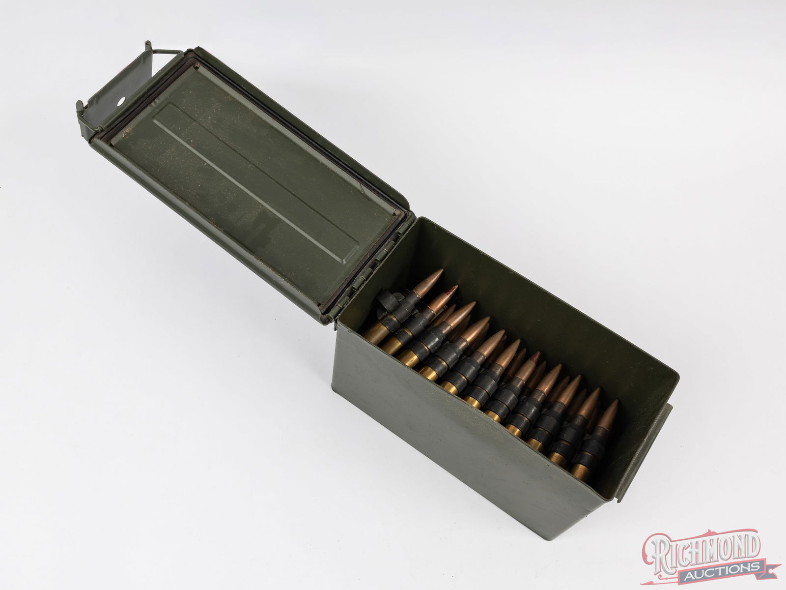 42 Rounds Of 50 BMG Linked Ammunition Ball and Tracer Rounds With Metal Storage - 2