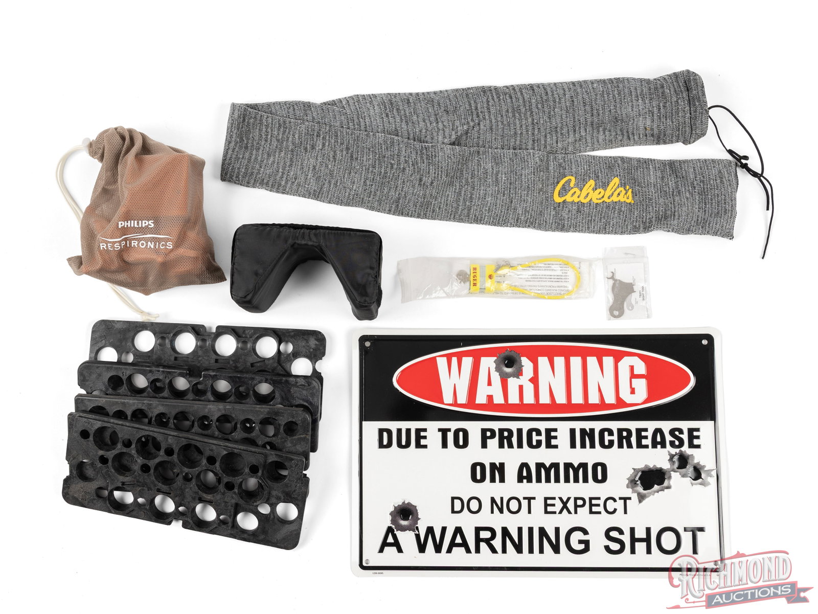 Shooter's Lot of Targets, Metal Sign, And Gun Sock - 2