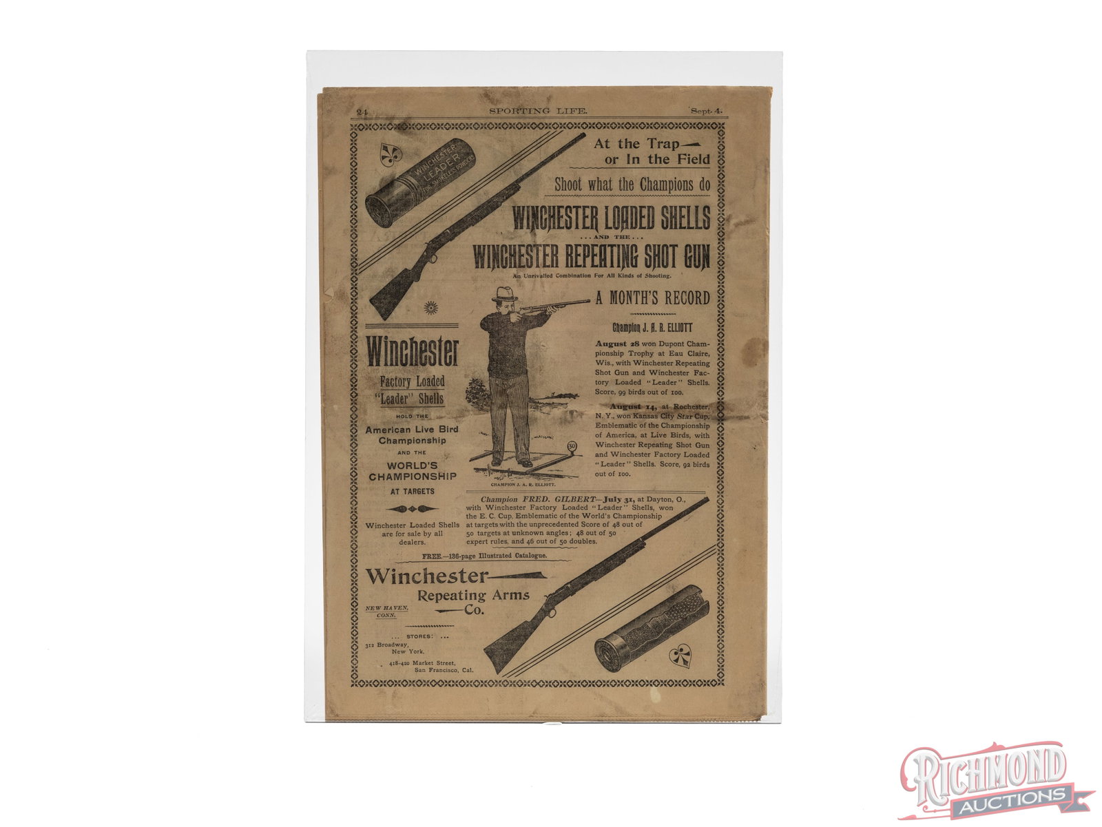 1897 Sporting Life Newspaper With Winchester Full Page Ad - 2