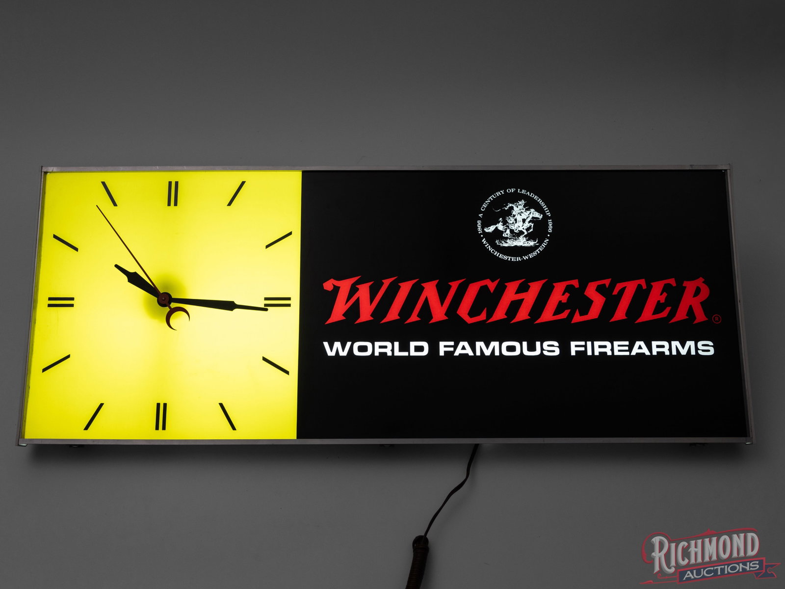 Winchester Illuminated "World Famous Firearms" Store Wall Clock With Box - 2