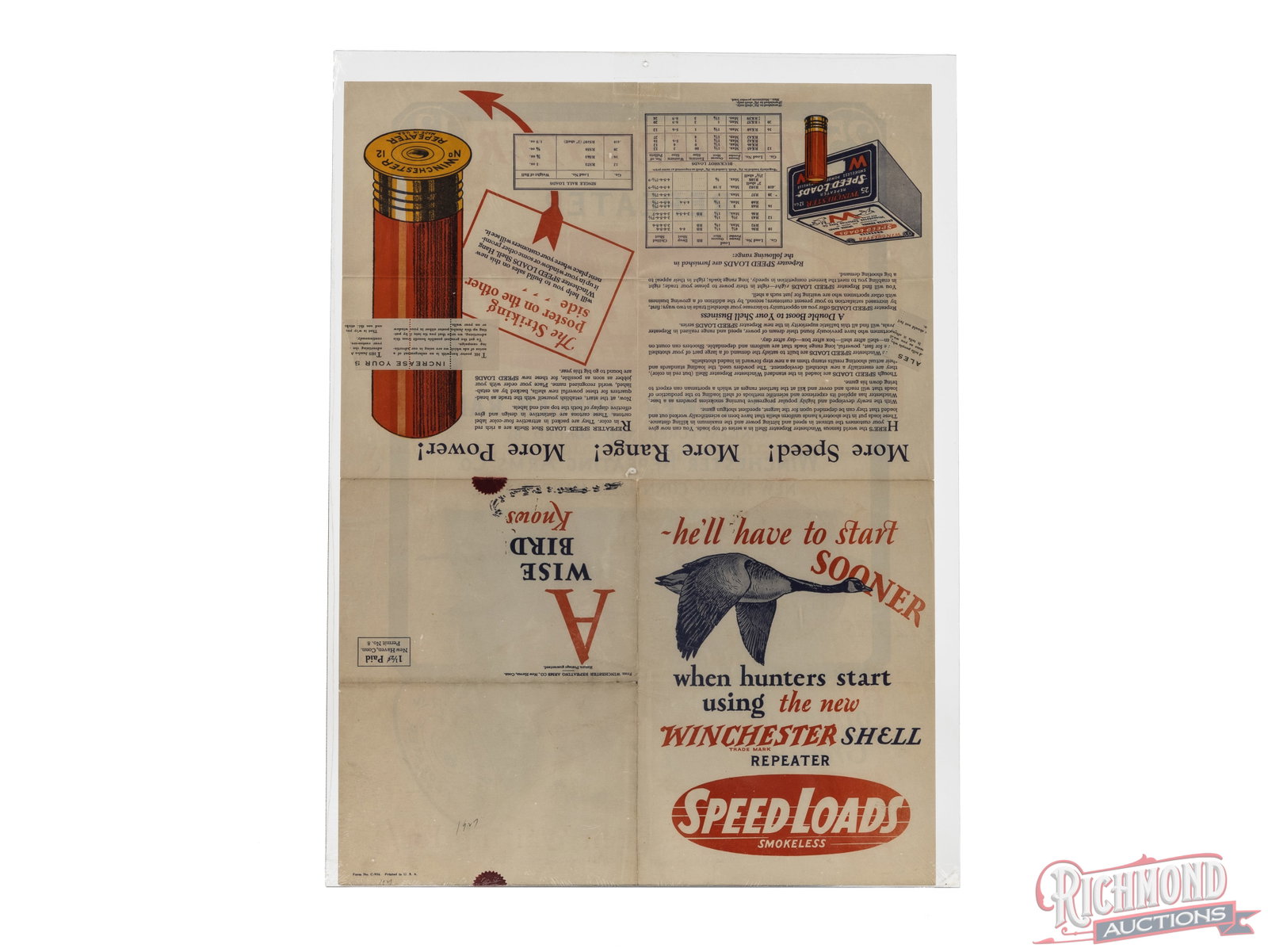 Winchester Repeater Speed Loads Fold Out Advertisement - 2