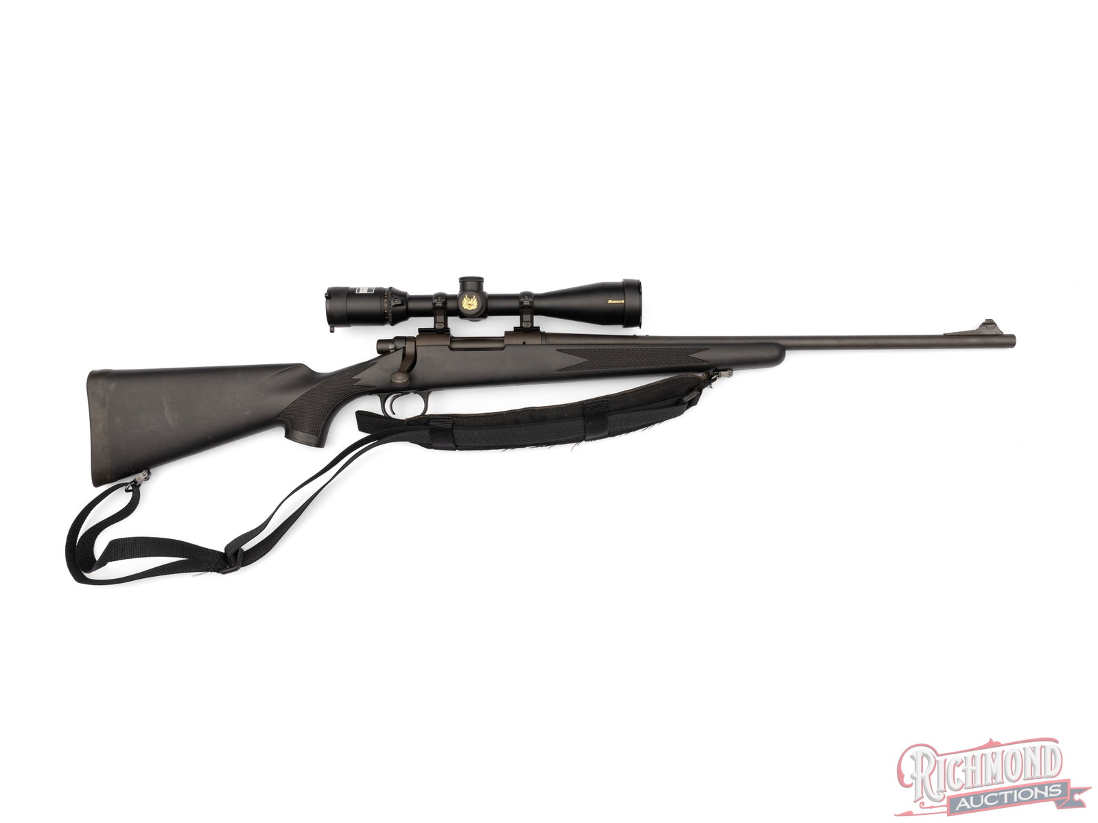 Remington Arms Model 700 Bolt Action Rifle In .243 WIN With Nikon Long Range Scope: Manufactured by Remington Arms in Ilion, NY. This rifle features a 22" matte finished barrel with ramped front blade sight, drilled and tapped for rear sight. Equipped with a Nikon Monarch 4-16x42