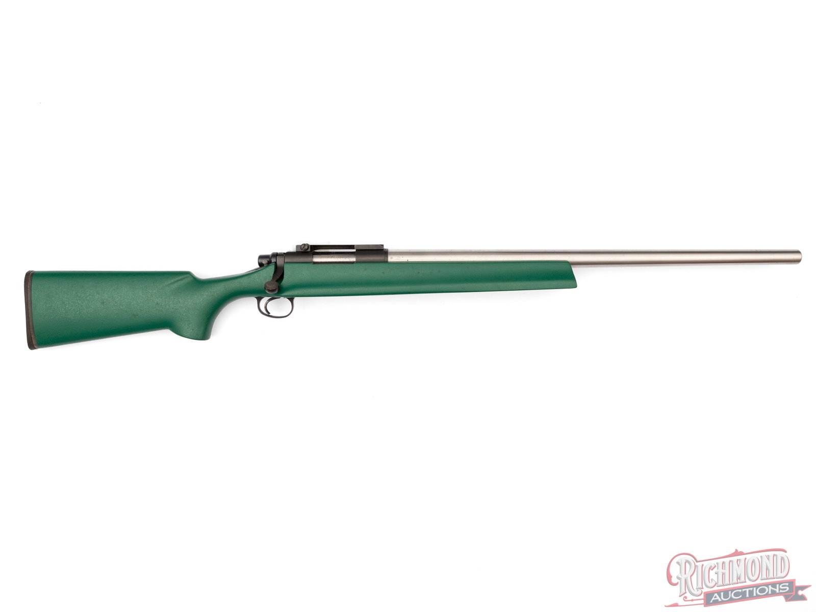 Remington 40XBR Single Shot Bolt Action Bench Rest Competition Rifle In .22 BR: Manufactured by Remington in March 1991 according to date code "AL" on the barrel. Features a 24" heavy stainless bull barrel, perfect for accuracy. Sightless barrel but drilled and tapped for rear