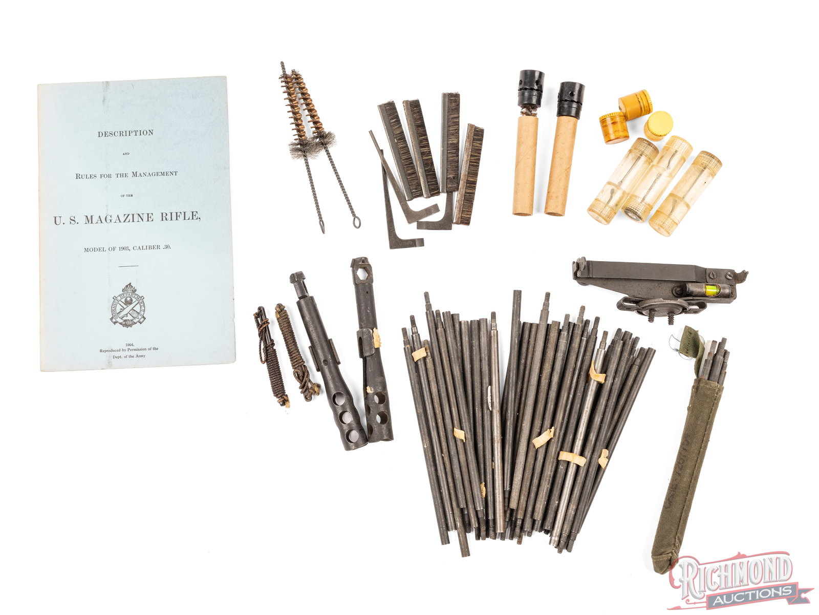 Lot Of M1 Garand And M1A Cleaning Rods, Tools, And Brushes With Model 1903 Rifle Manual (1 of 1)