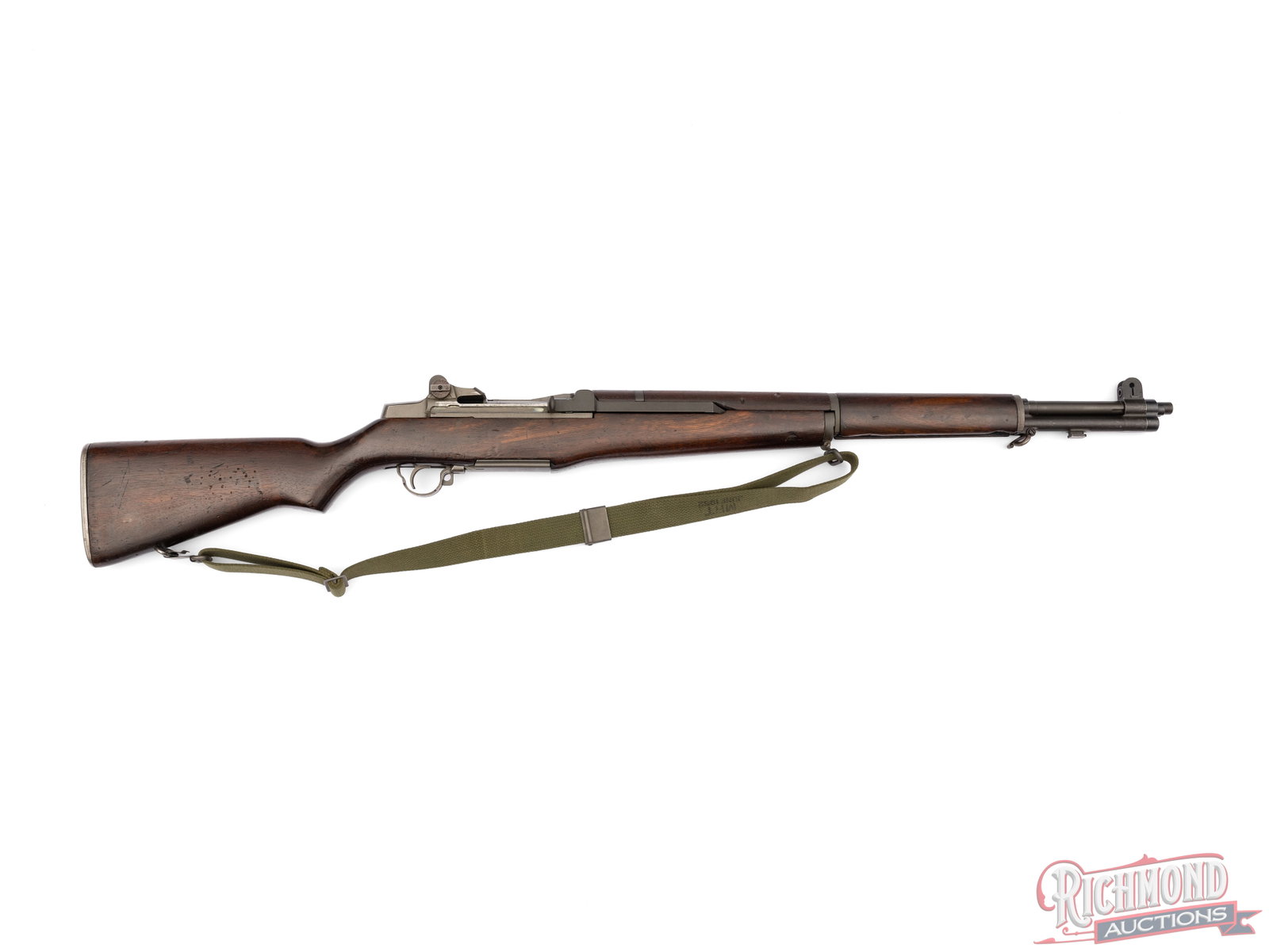 1945 Springfield Armory M1 Garand Semi-Automatic Rifle .30-06 Springfield: This M1 Garand Rifle was made by Springfield Armory and dates to January 1945 by serial number. It features a guarded blade front sight on a 24" SA marked barrel dated 1-45. Trigger group, barrel,