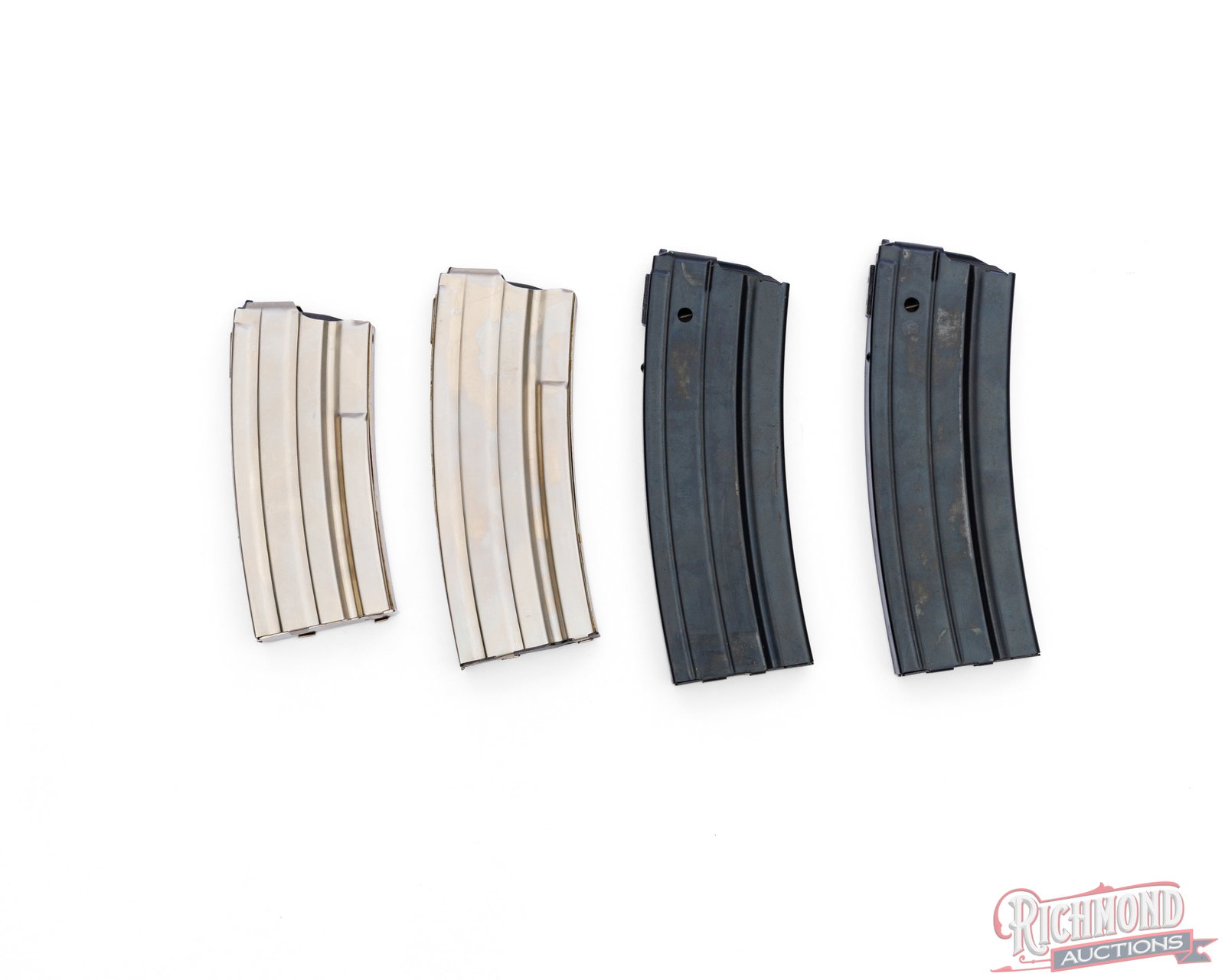 Four Ruger Mini-14 Magazines 20, 25, And 30 Round .223 Rem /5.56 Nato: This lot contains four Mini-14 magazines made by Ruger. Included are 2 30 round magazines with black finish and are unused in the factory box. There are also two magazines, 20 and 25 round capacity,