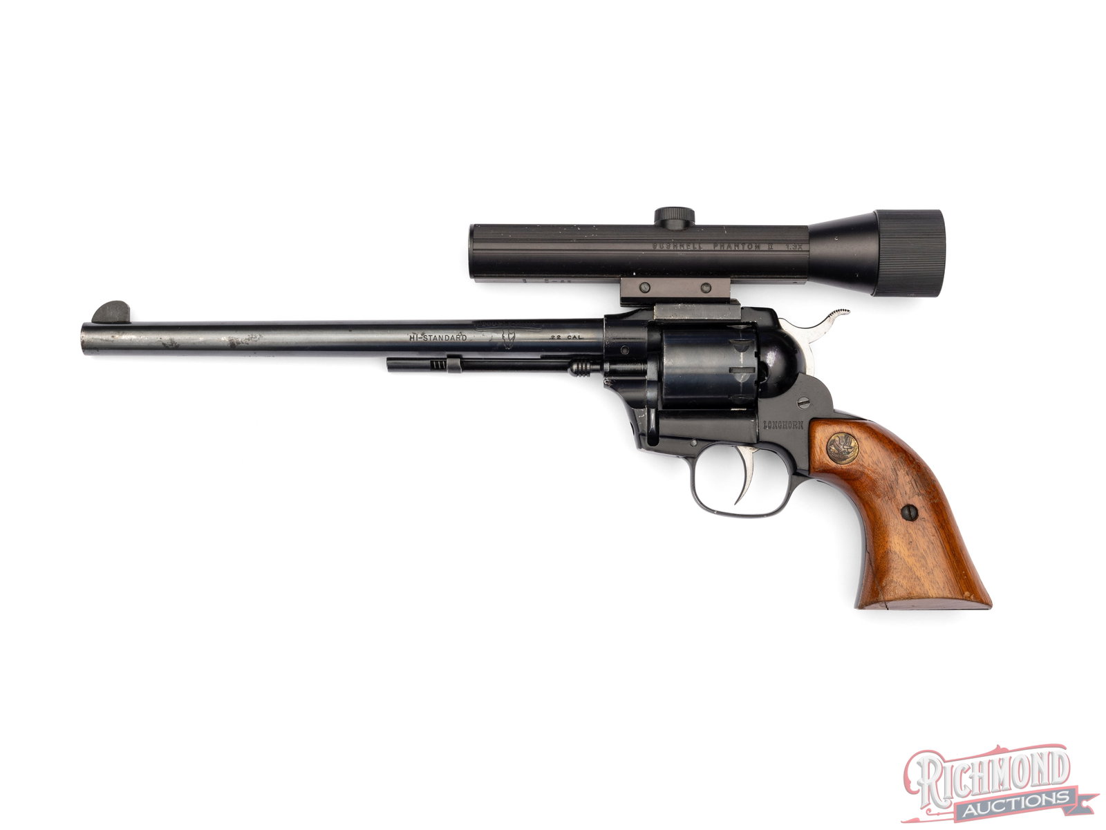 High Standard W-104 Double-E Nine Longhorn .22 LR Double Action Revolver With Scope (1 of 2)