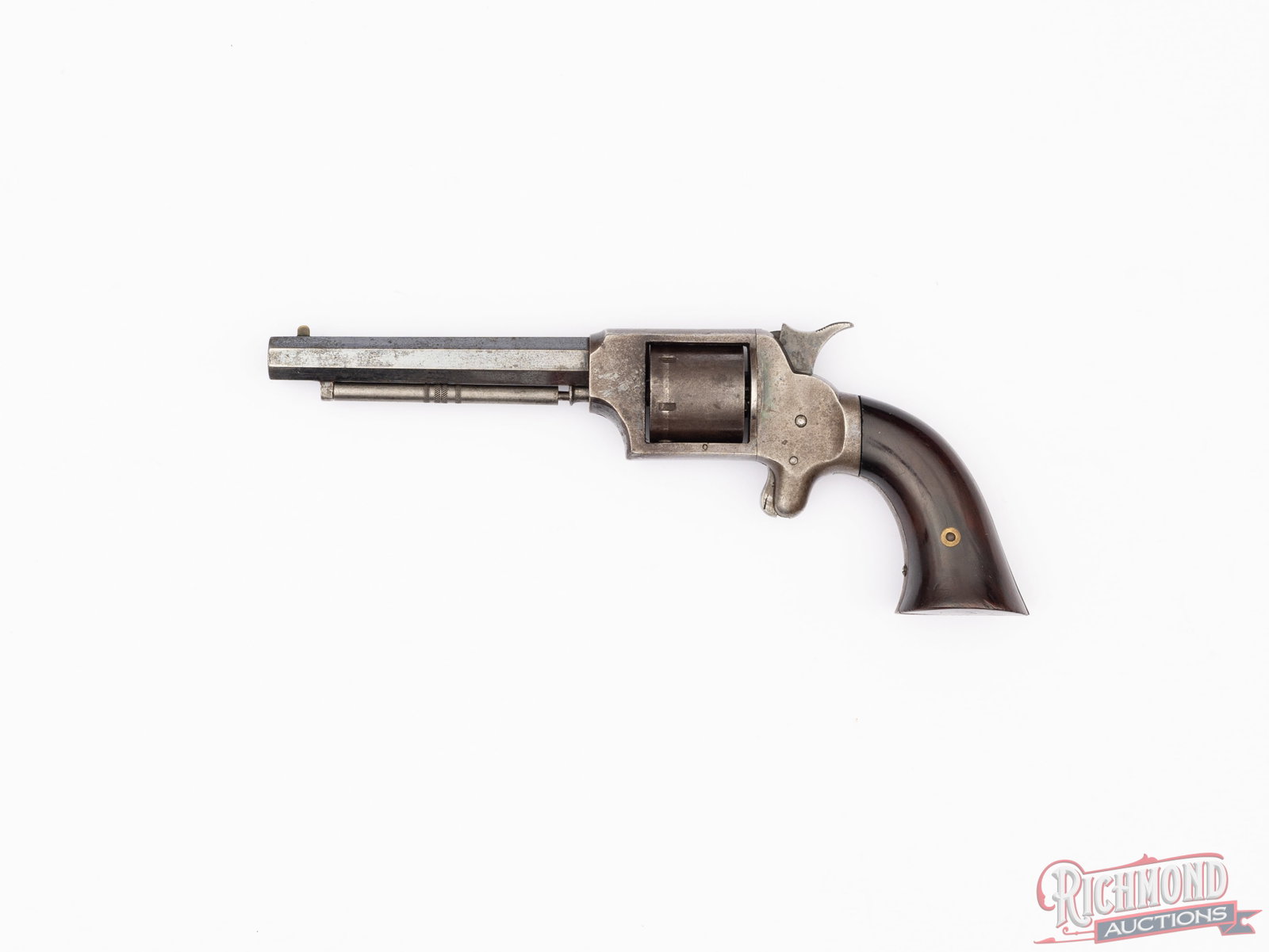 Antique J.P. Lower / William Uhlinger .32 Rimfire Single Action Pocket Revolver: Produced by William Uhlinger using the alias J.P. Lower to avoid Smith & Wesson patent infringement during the Civil War era. This revolver is not maker marked but has matching serial numbers on the