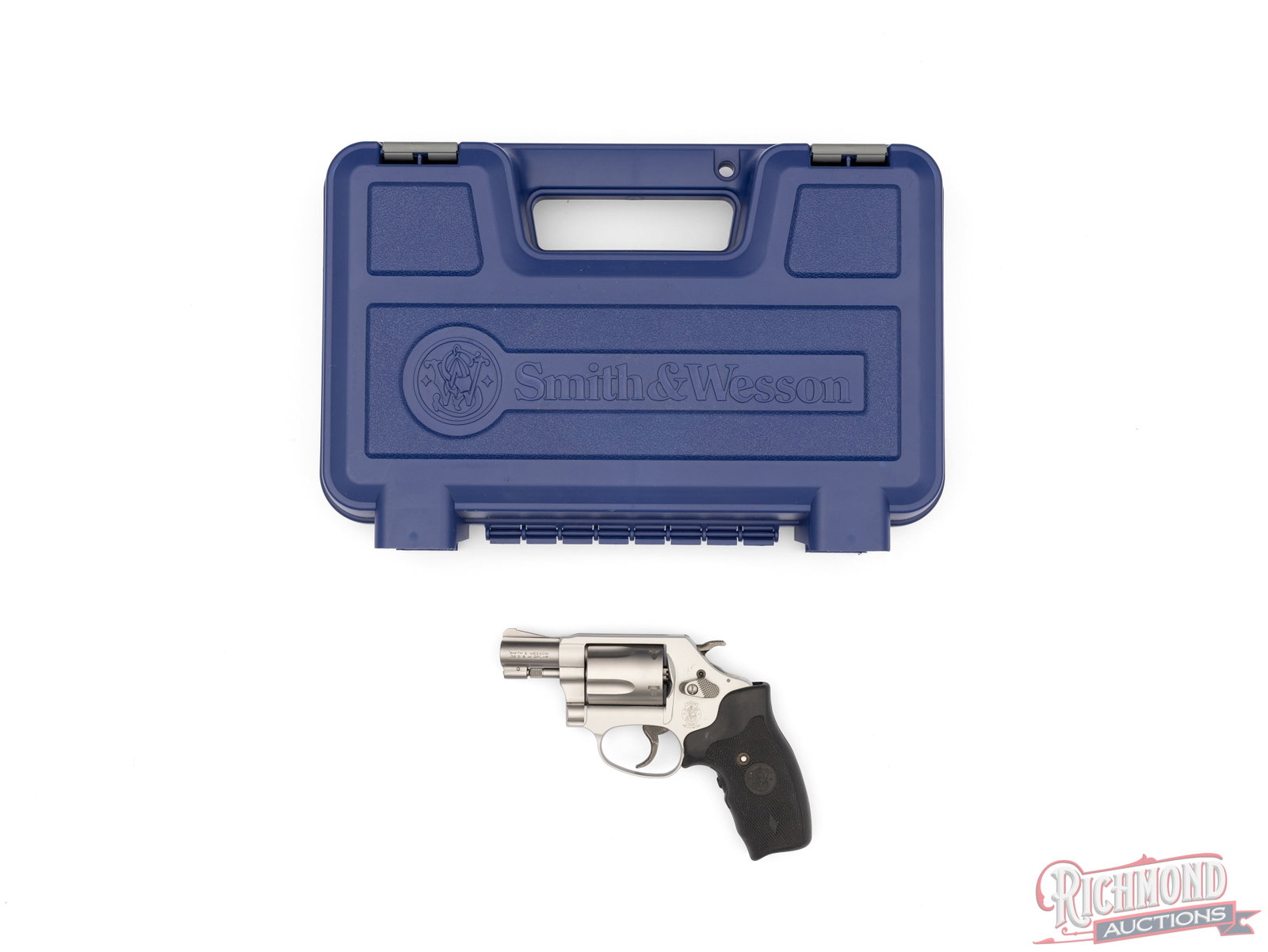 Smith & Wesson Airweight Crimson Trace 637-2 Double Action .38 SPL+P Revolver In Original Case: Manufactured by Smith & Wesson circa 2007. This snub nose revolver features a 1-7/8" barrel with rear integrated notch and serrated blade front sight. Double/single action with exposed hammer. Five