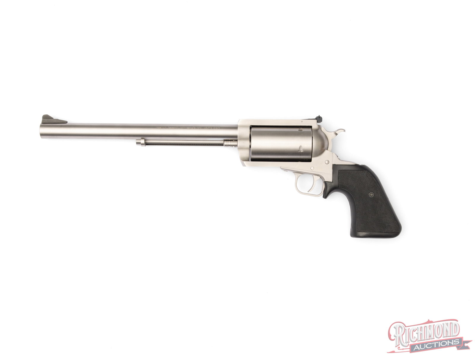 Magnum Research BFR Revolver 10 1/2" Barrel .45-70: This revolver was made by Magnum Research in Minnesota and is chambered in .45-70 Government. It features a 10 1/2" barrel with bright orange ramp front sight and square notch rear sight. It is