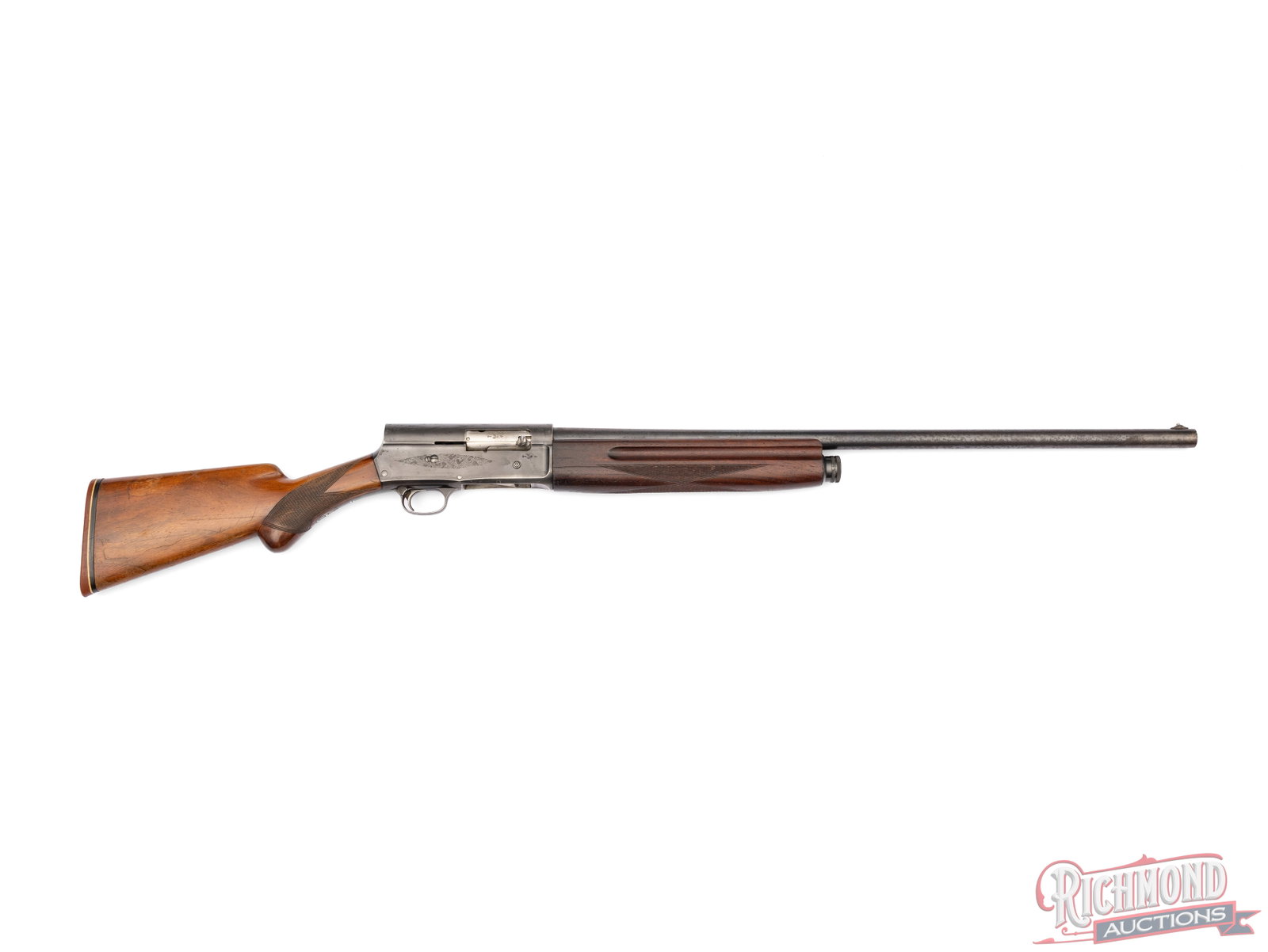 1951 Browning Belgium A-5 12 GA Semi-Auto Shotgun: Manufactured by FN in Belgium for Browning in 1951. Features a 27" blued Special Steel round barrel with nickel bead front sight. Chambered for 2-3/4" shells with a Modified choke. Semi-auto action
