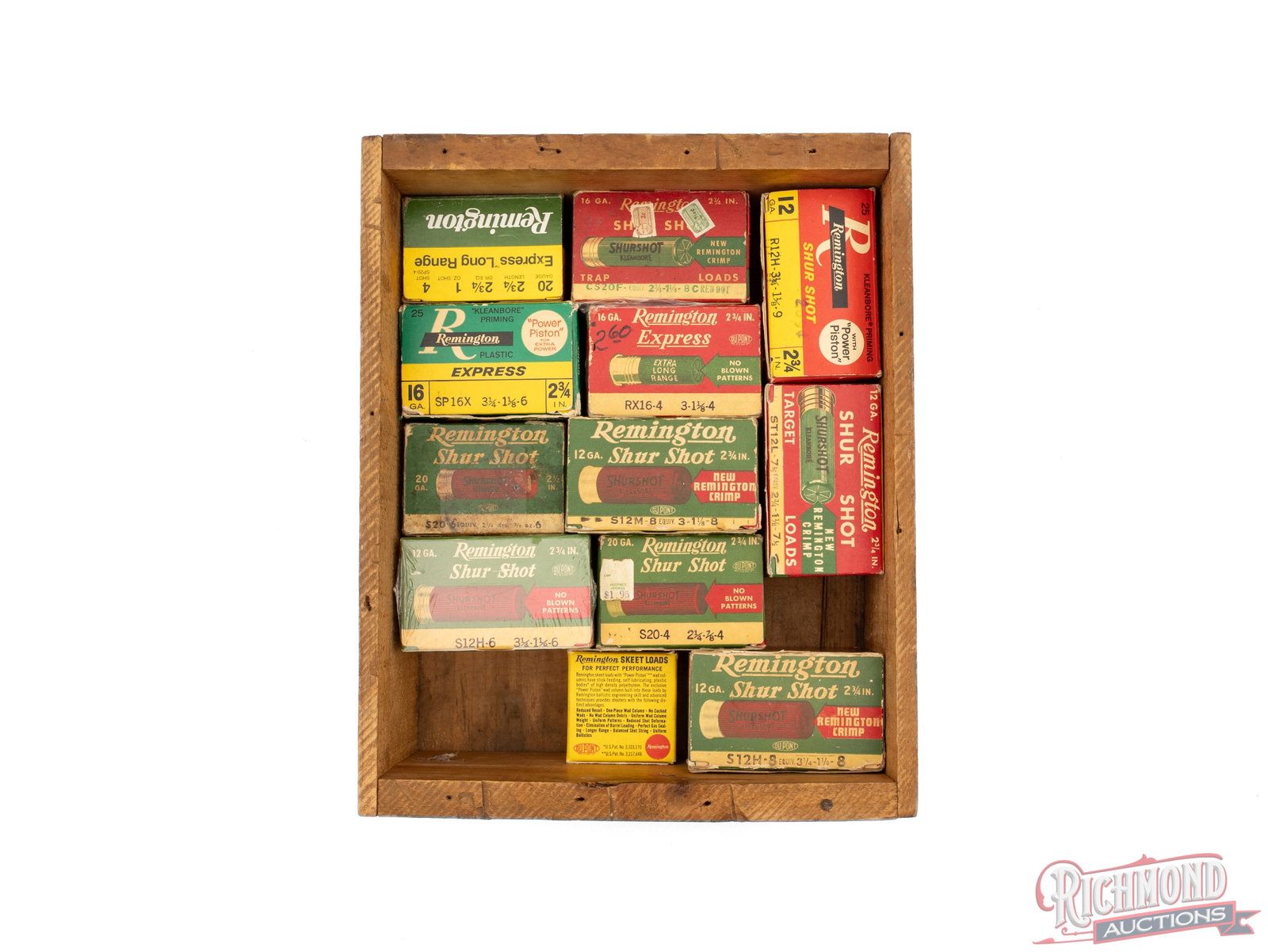 Remington Wood Crate With 12 Collector Shot Shell Boxes and 12, 16, 20, 410 Gauge Shells - 2