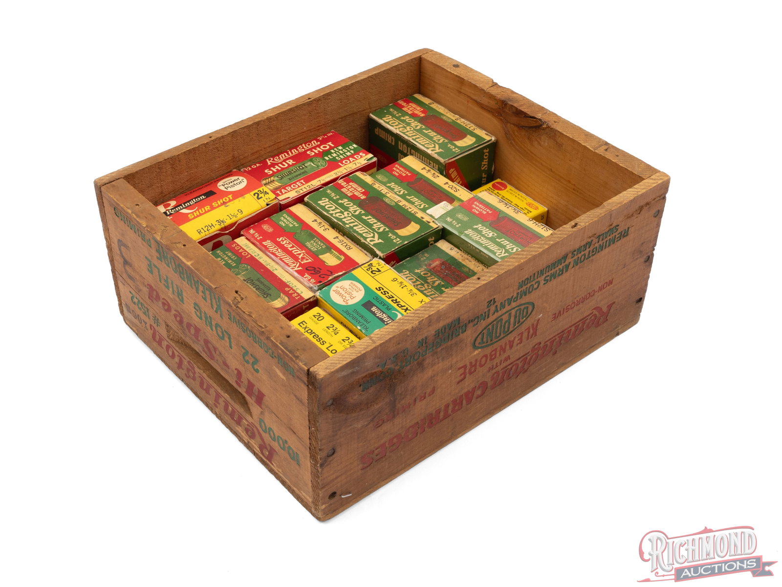Remington Wood Crate With 12 Collector Shot Shell Boxes and 12, 16, 20, 410 Gauge Shells - 3