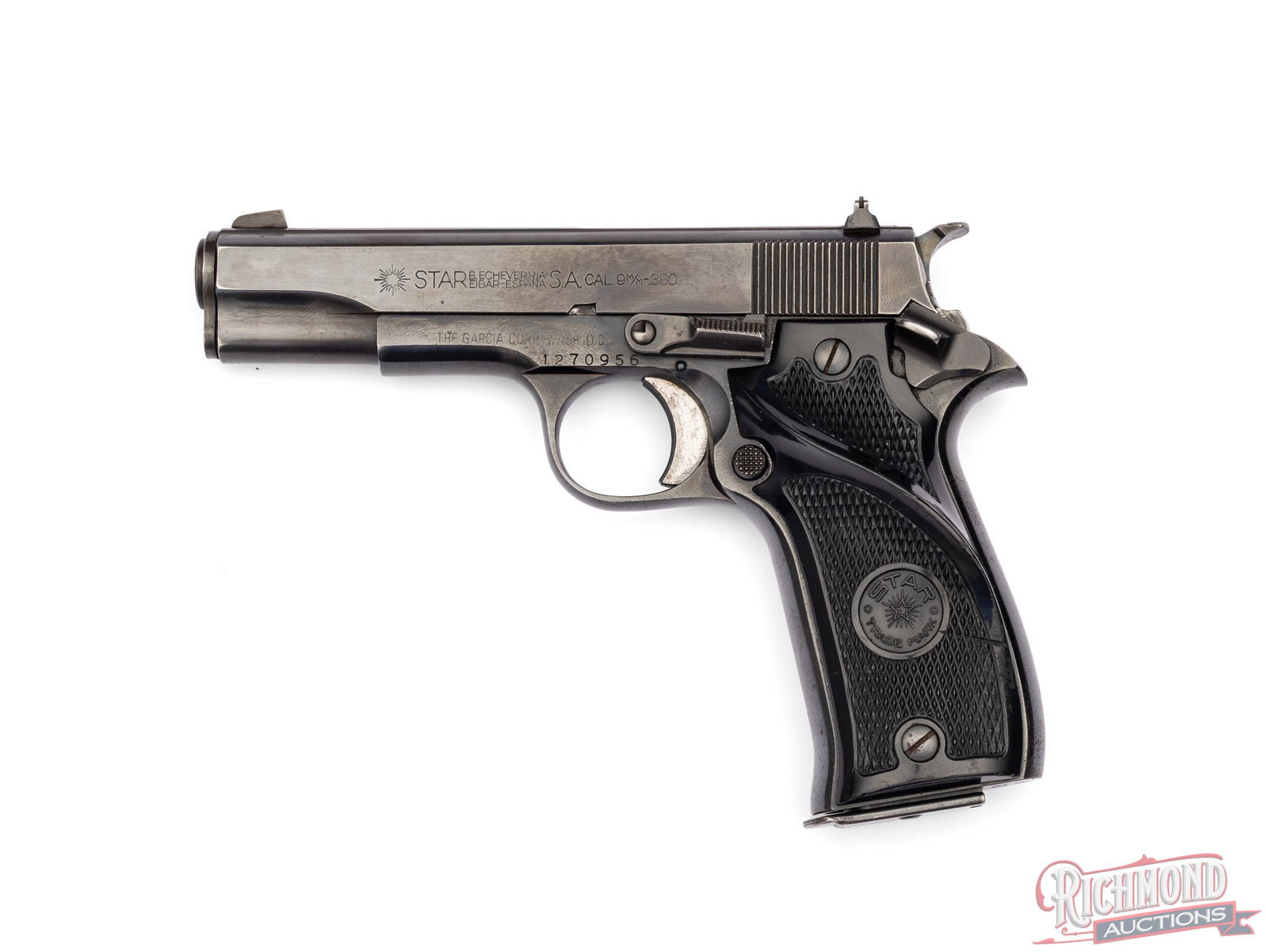 Spanish Star Model SM Super .380 ACP Semi-Automatic Pistol: Manufactured by Star Bonifacio Echeverria in Eibar, Spain, as part of the postwar �Super� series of the S-line pistols. This compact all steel pistol features a 4" barrel with rear