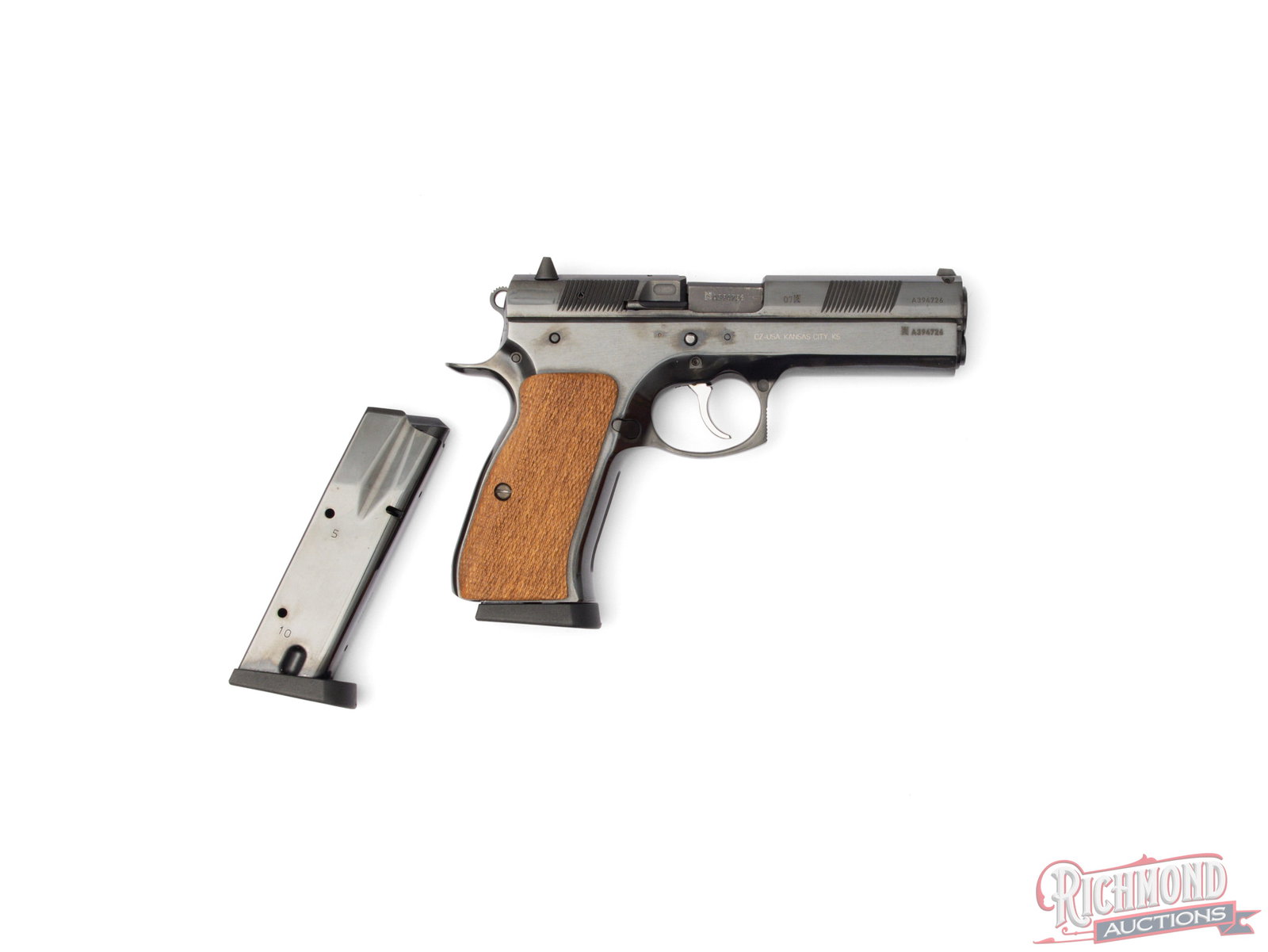 Early Version CZ Model 97 B Blued .45 ACP Semi-Automatic Pistol In Original Box - 3