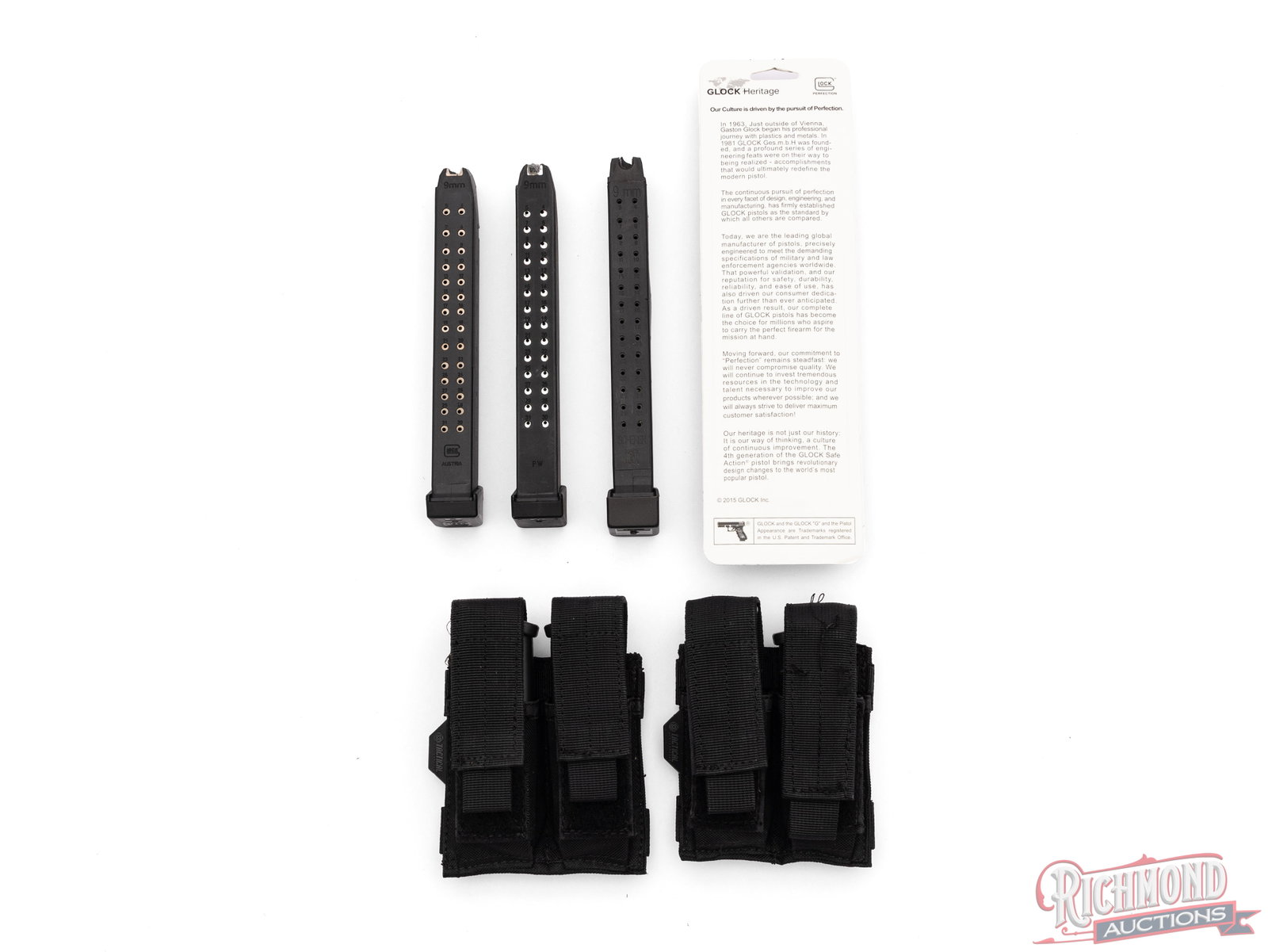Lot of 8 Various Glock Magazines 9mm, .45 Caliber 10-33 Round Capacity With Pouches - 2