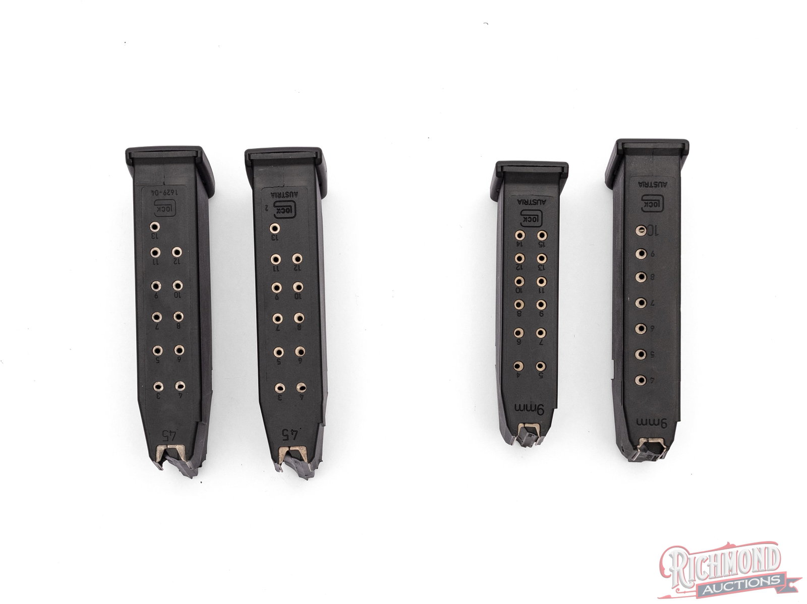 Lot of 8 Various Glock Magazines 9mm, .45 Caliber 10-33 Round Capacity With Pouches - 3