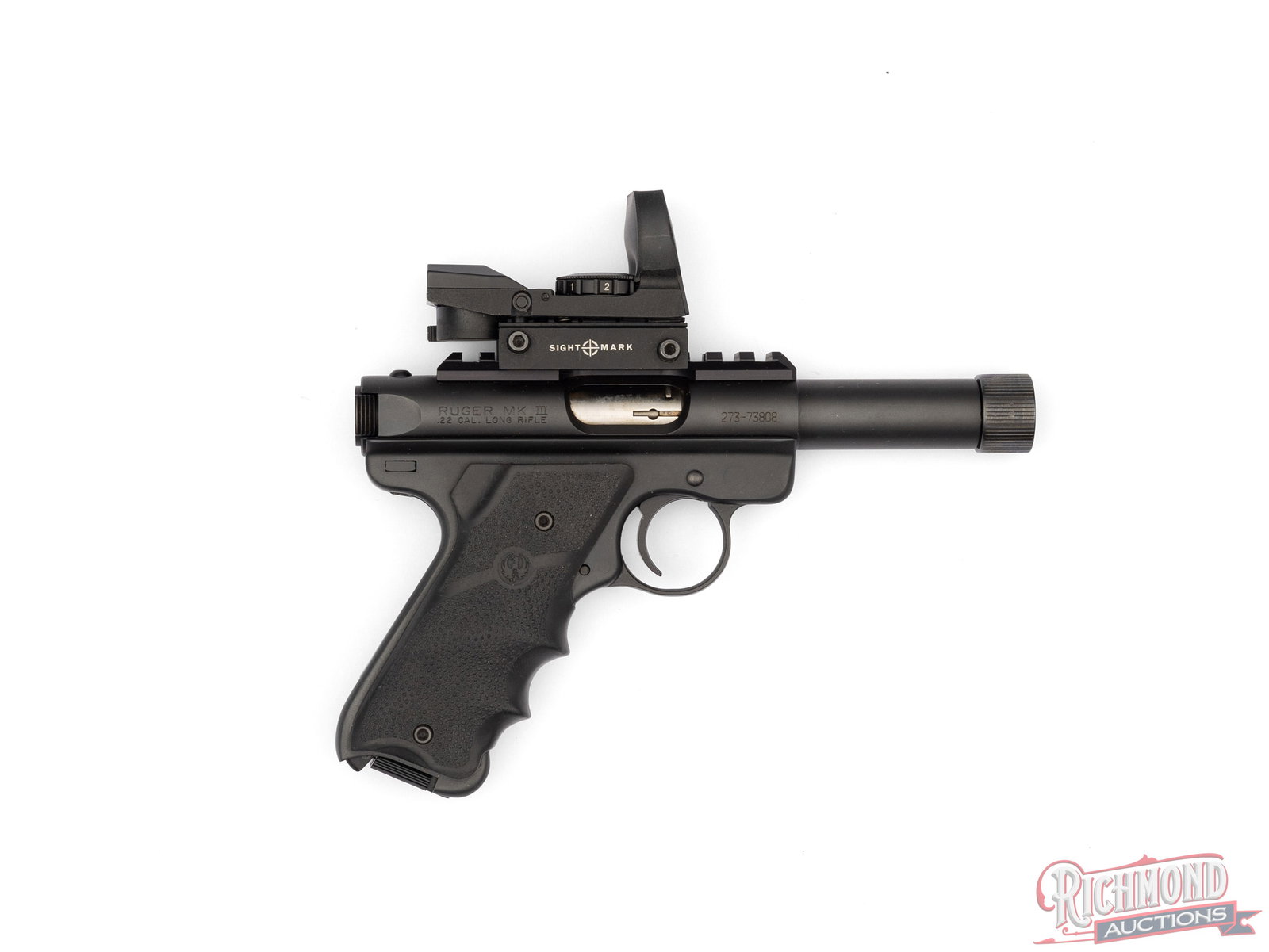 Ruger Mark III .22 LR Semi-Automatic Threaded Pistol With Sight Mark Reflex Red Dot & Original Box - 3