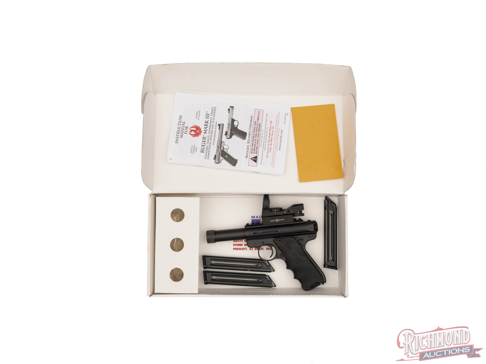 Ruger Mark III .22 LR Semi-Automatic Threaded Pistol With Sight Mark Reflex Red Dot & Original Box - 4