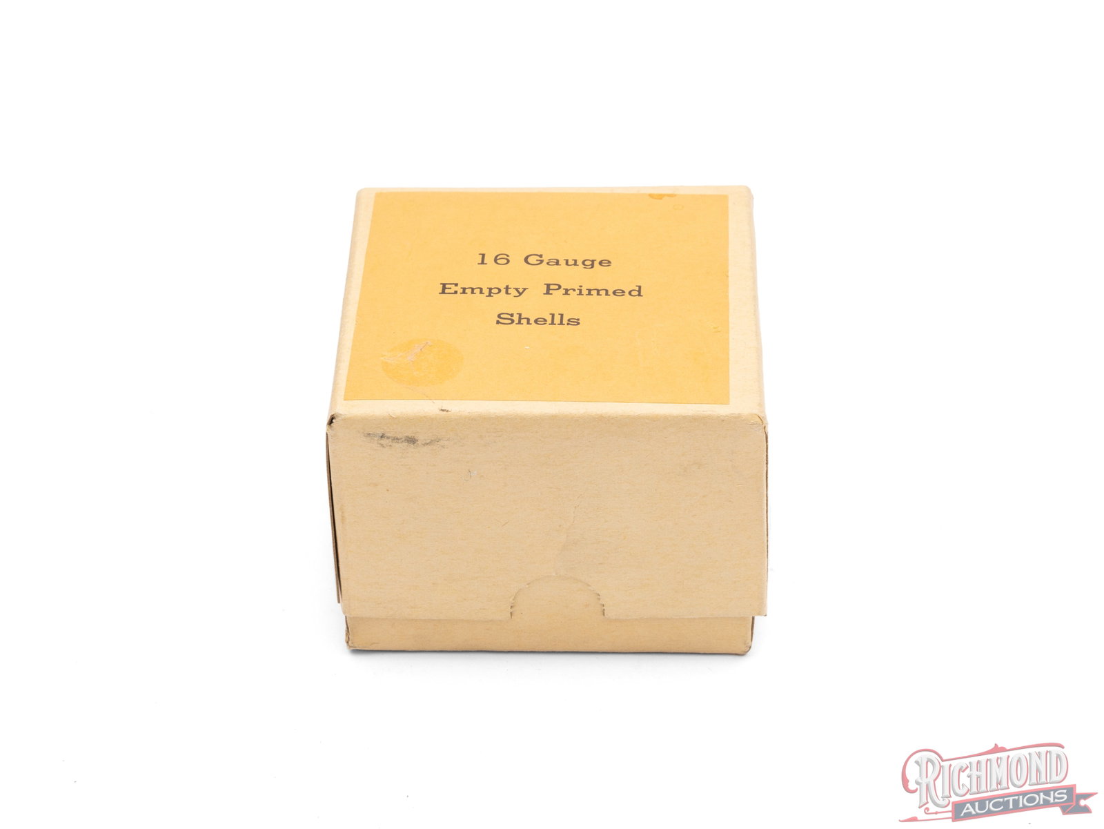 Full Box Of Federal Monark 16 Gauge Empty Primed Shells: This Full box contains 16 gauge empty primed shells with Federal Monark Headstamps. This two piece box has a simple label on top that reads "16 Gauge Empty Primed Shells". Condition VERY GOOD