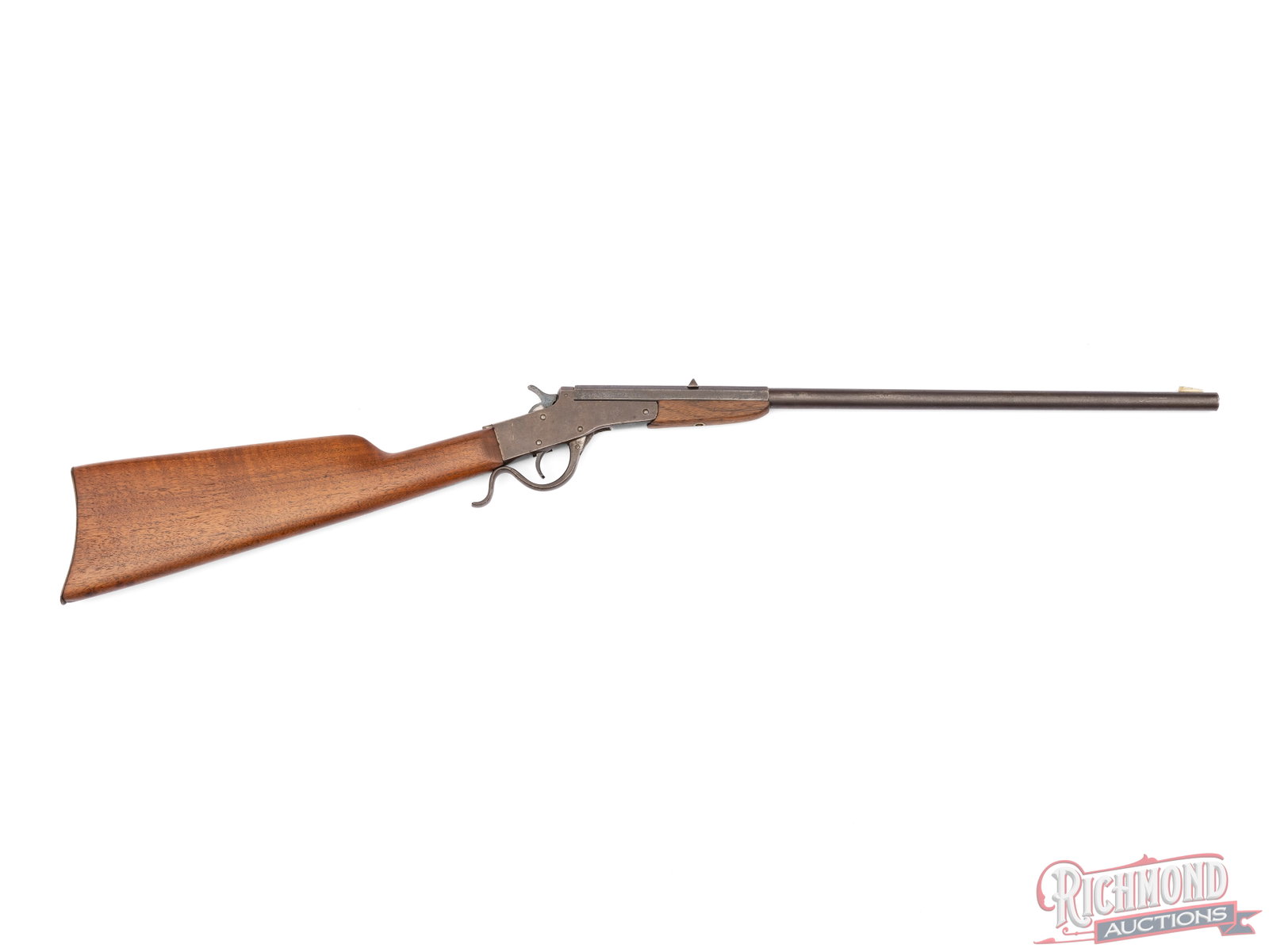 J Stevens A & T Co. Maynard Junior Single Shot Rifle .22 Long Rifle: This single shot rifle was made by J Stevens A&T Company between 1902 and 1912. The break action is based off of the Civil War era Maynard rifle and is chambered in .22 Long Rifle. It features a
