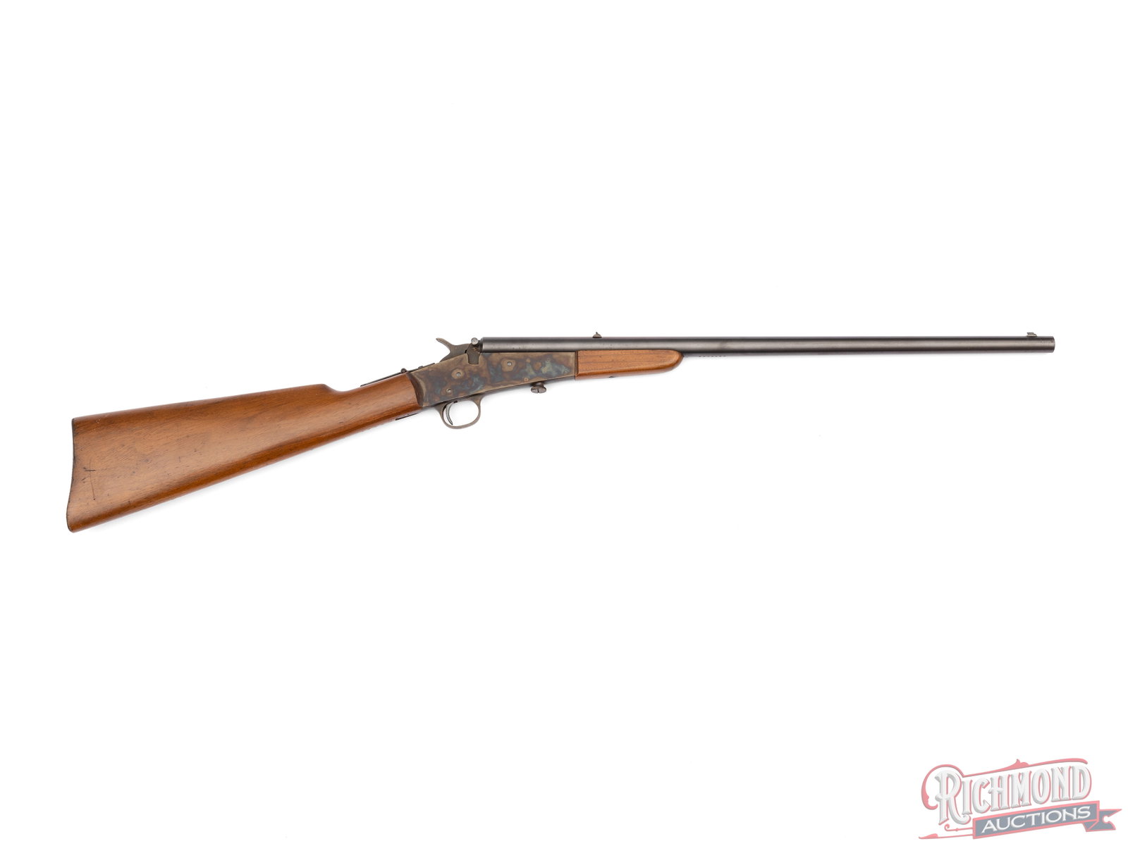 Remington No. 6 Rolling Block Boy's Rifle With Casehardened Frame .22 Caliber: The No. 6 rolling block was produced from 1902-1933 by Remington Arms Co. and designed for youth shooters. It features a 20" barrel with a dovetail front sight and fixed rear sight. The barrel is