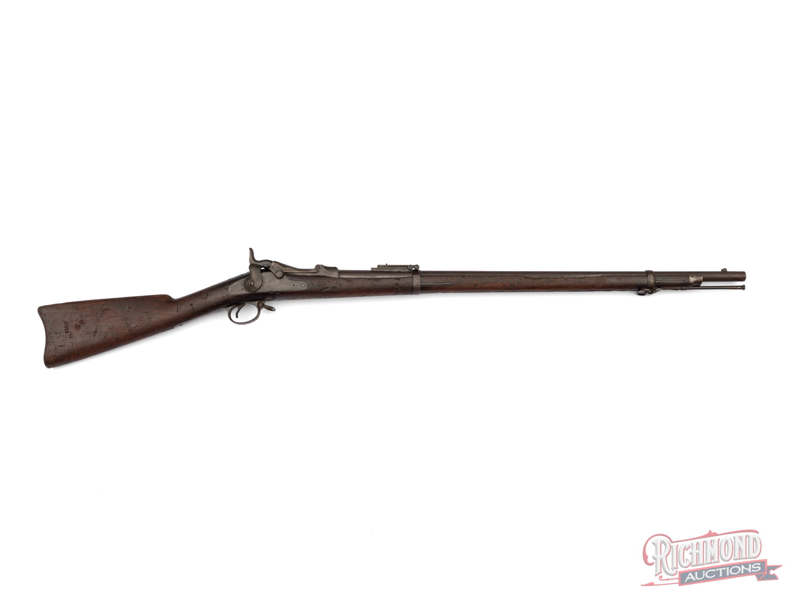 1893 Springfield Cadet Model 1873 Trapdoor Single Shot Rifle .45-70: This Cadet model 1873 was built by Springfield Armory in 1893 and is chambered in .45-70. It features a 29 1/2" barrel with blade front sight and Buffington rear sight. The rear of the barrel is marke