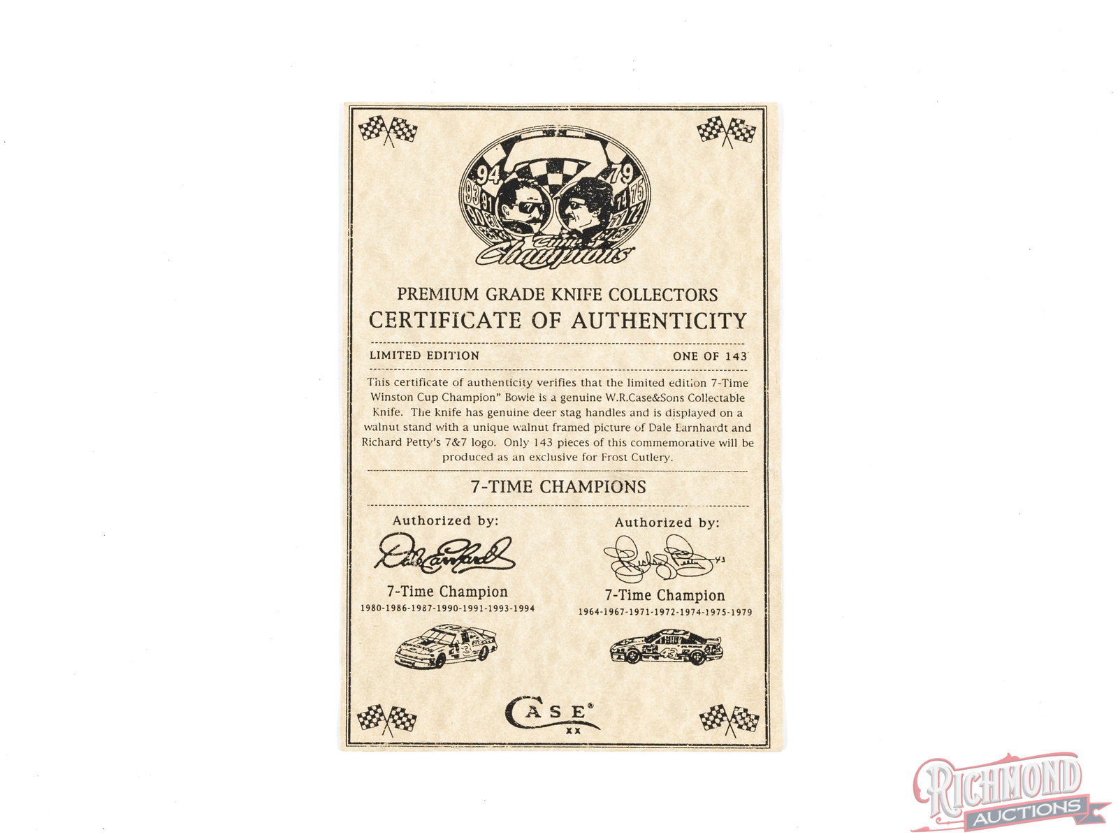 Case XX Limited Edition Bowie with The Legends Petty & Earnhardt Nascar Display - 5