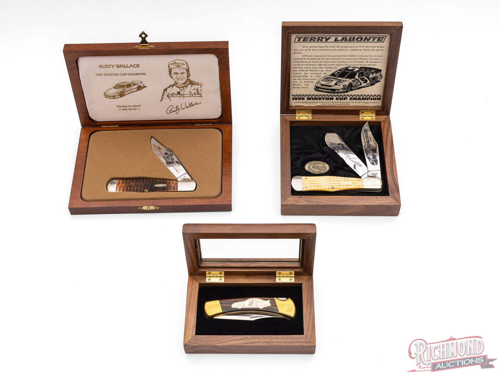 Three Case XX & Buck Collector Folder Knives Nascar Rusty Wallace & Terry Labonte Commemorative - 4