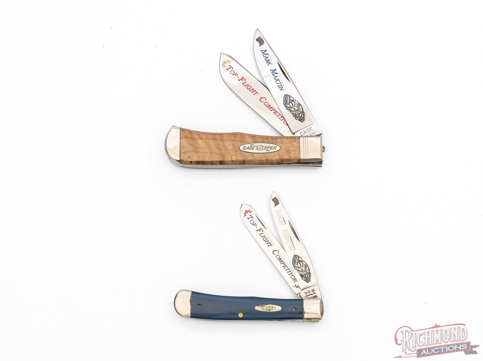 Two Case XX Mark Martin Signed COA Top-Flight Commemorative Folder Knives in Original Cases - 2