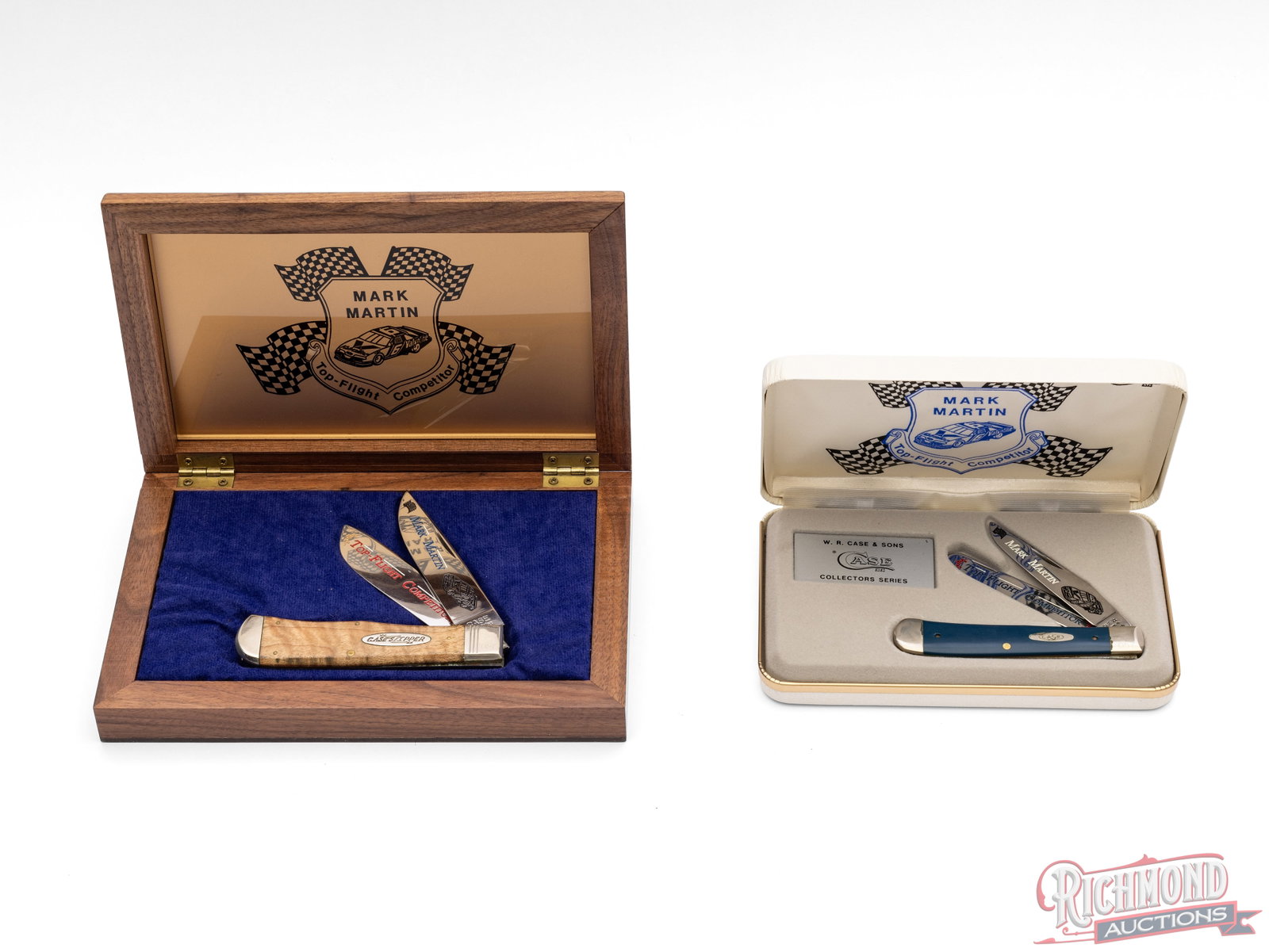 Two Case XX Mark Martin Signed COA Top-Flight Commemorative Folder Knives in Original Cases - 4