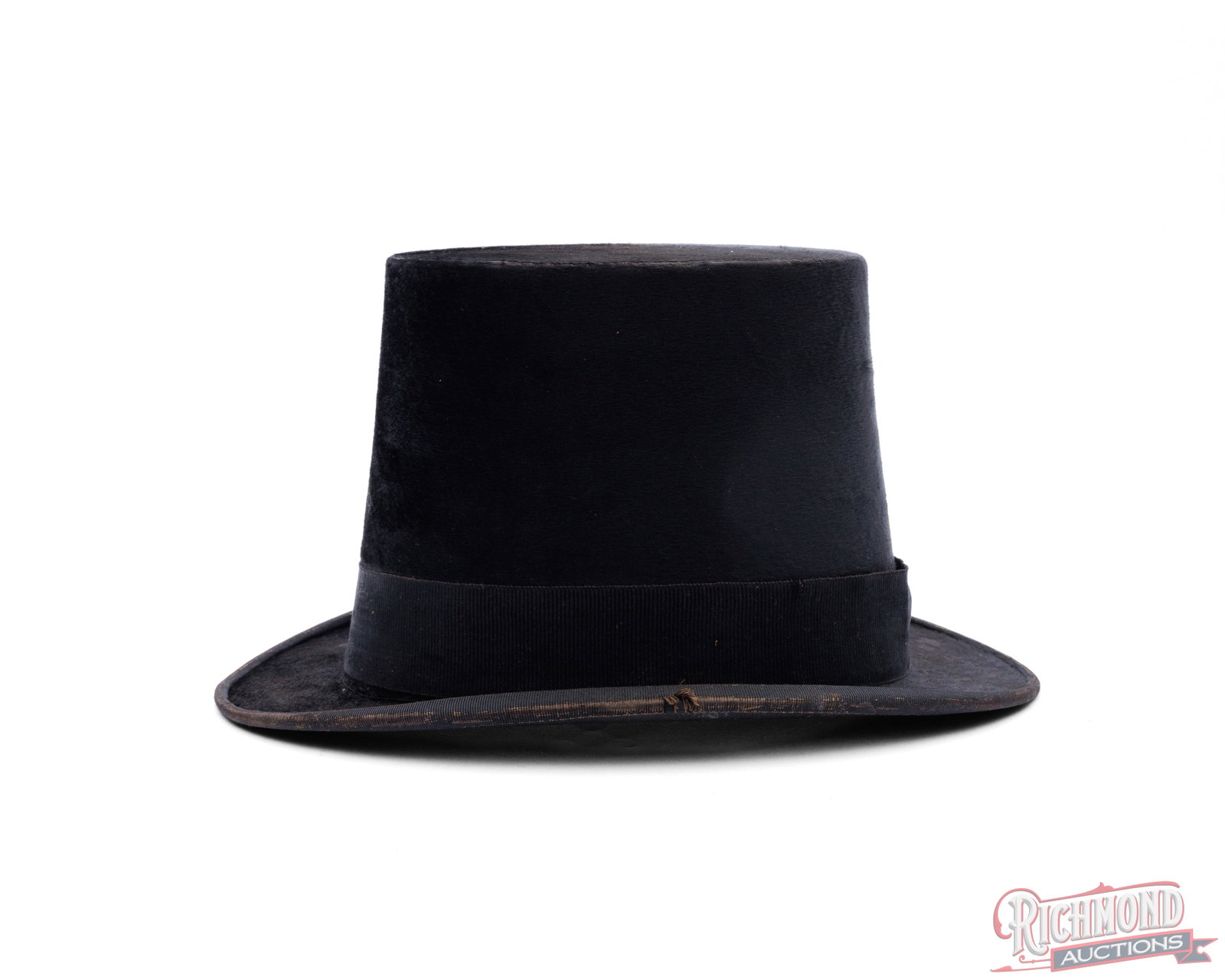 Antique Young Bros NY Beaver Silk Top Hat With Fitted Leather Case - 5