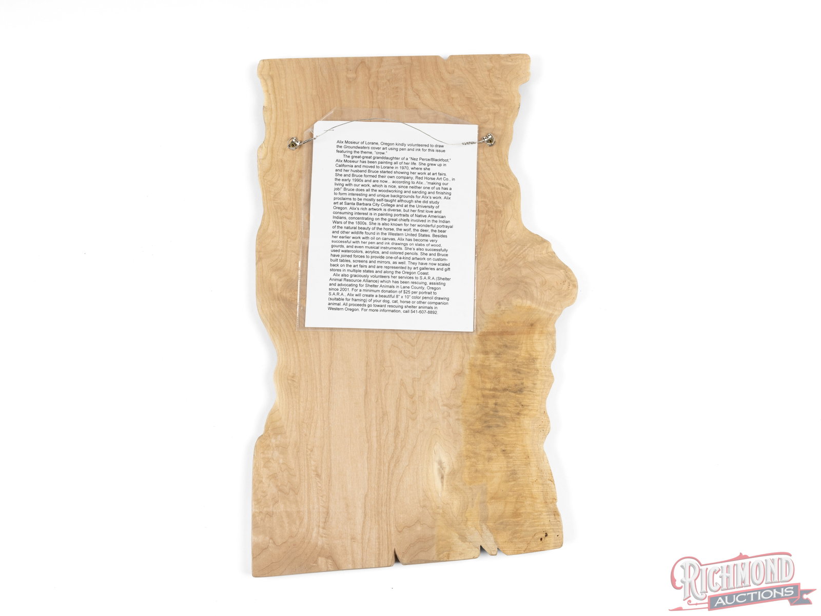 Alix Mosieur Sketch on Maple Wood Slab Nez Perce Chief Joseph - 2