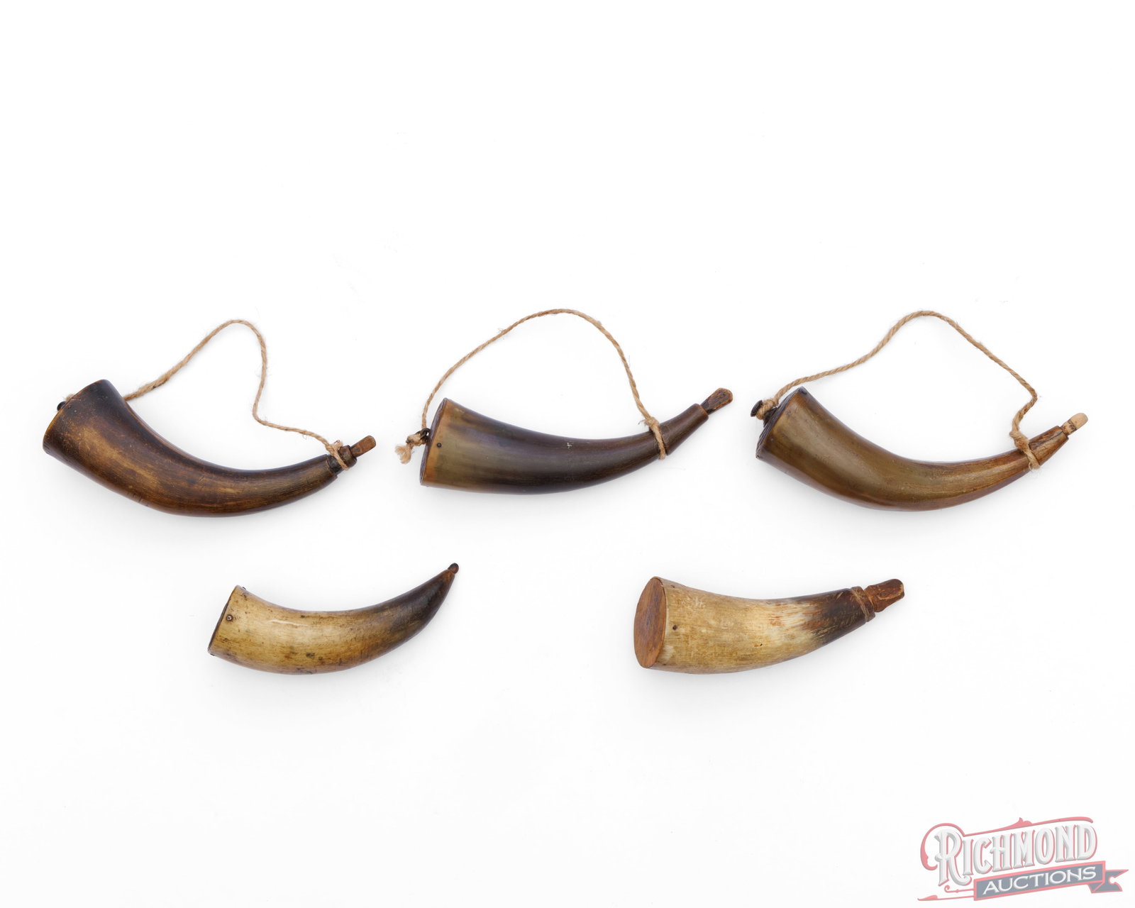 Lot of 5 Vintage Powder Horns - 2