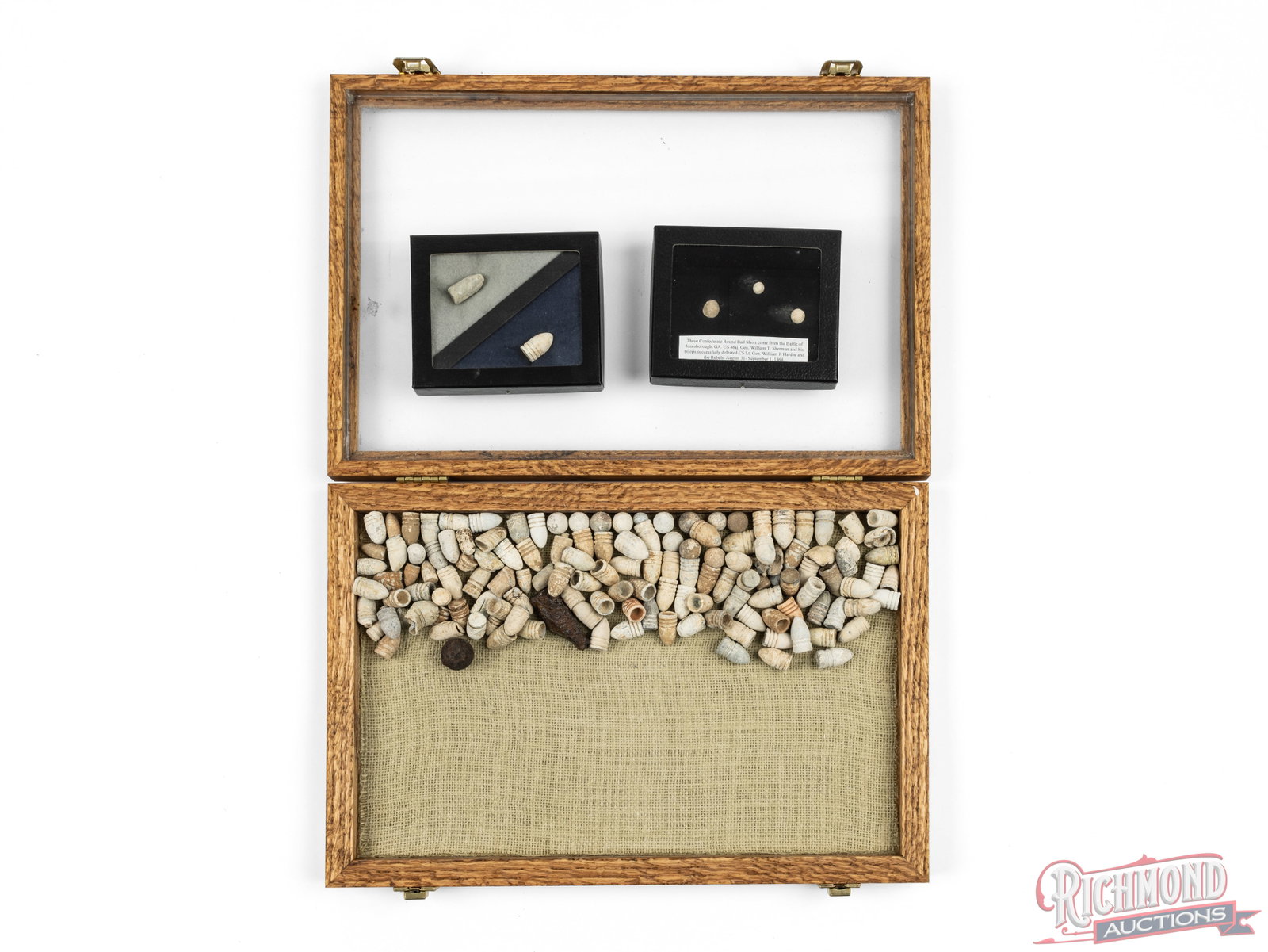 Collection of Civil War Musket and Minie Ball Bullets In Display Cases - 2