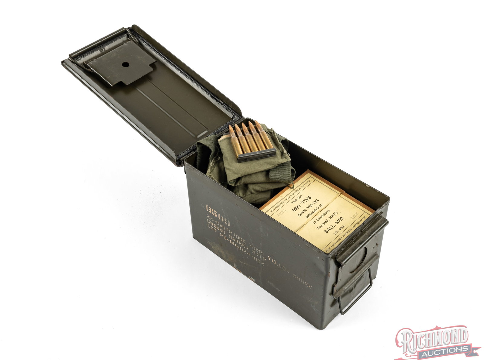 314 Rounds of 7.62 NATO In Bandoliers And Boxes With Metal Ammo Can (1 of 2)