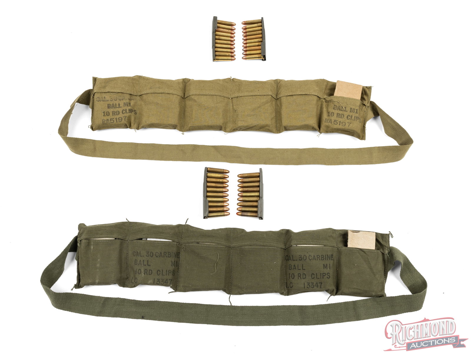 240 Rounds of .30 Carbine In Bandoliers And Clips - 2