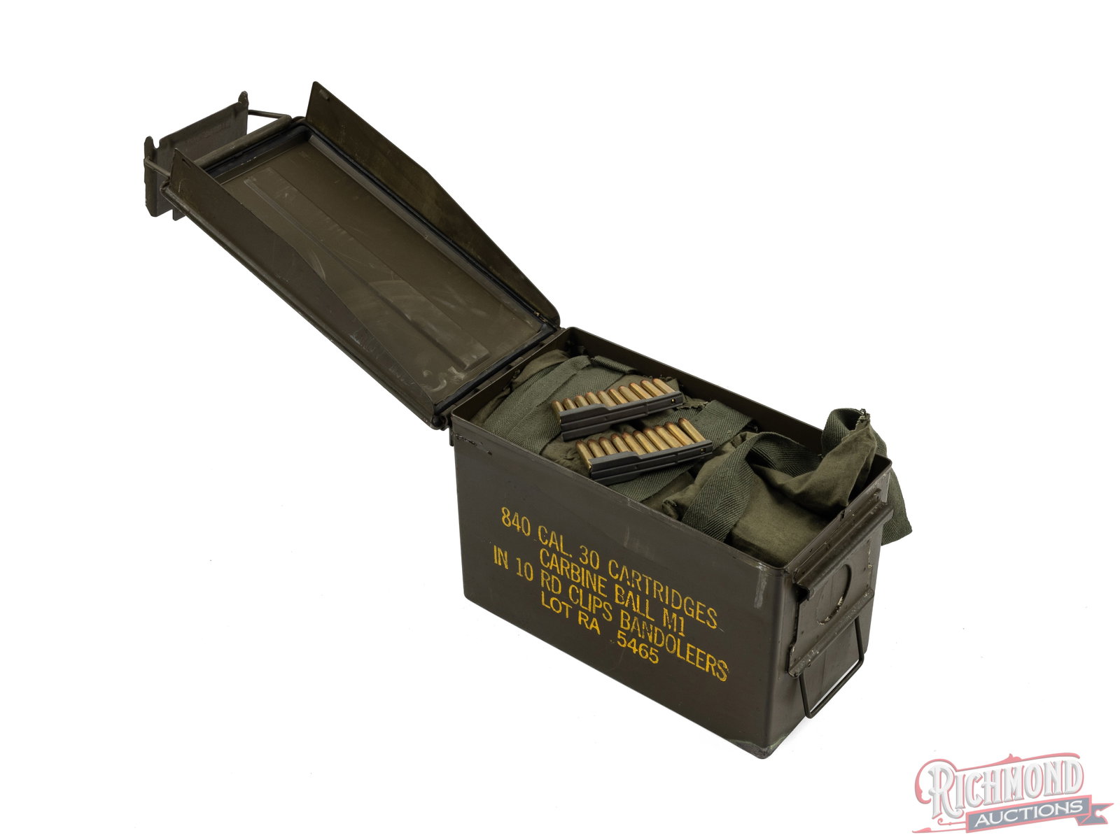 840 Round Steel Ammo Can of .30 Carbine Ball M1 In Clips And Bandoliers (1 of 2)