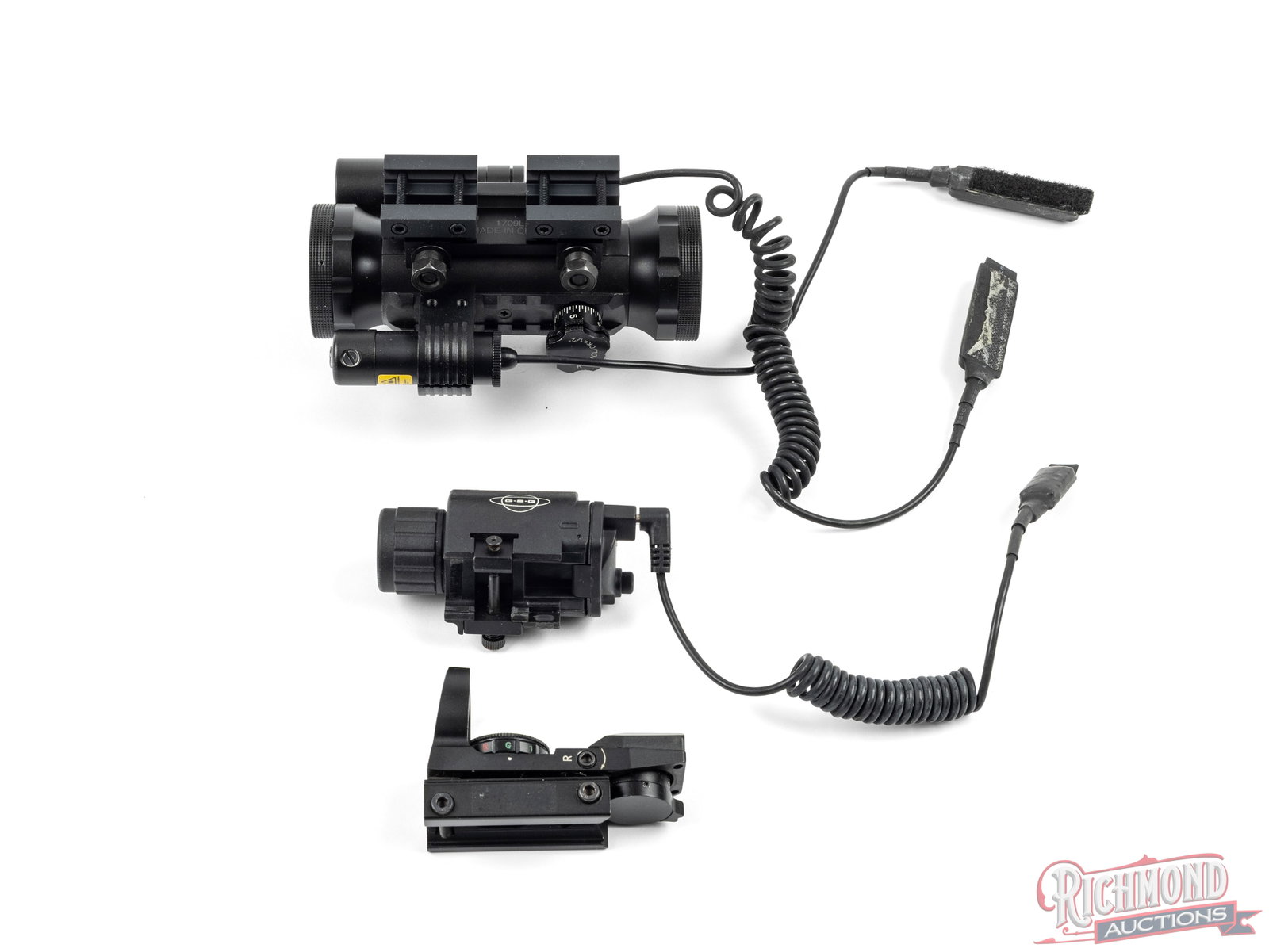Pair of Tactical Red Dot Optics With Lights & Laser Sights - 2
