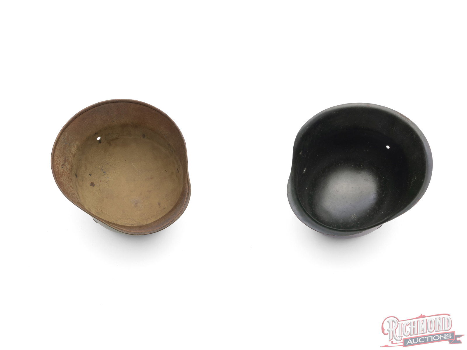 Lot of Two Partially Restored Original German WWII Military Helmets - 2
