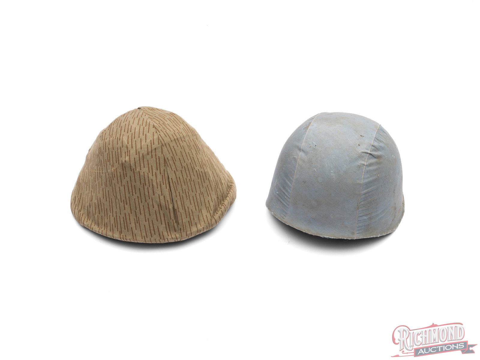 Former Soviet Bloc Countries Military Steel Helmets: Lot consists of East German and unknown steel helmets with covers and liners. Condition GOOD with some staining