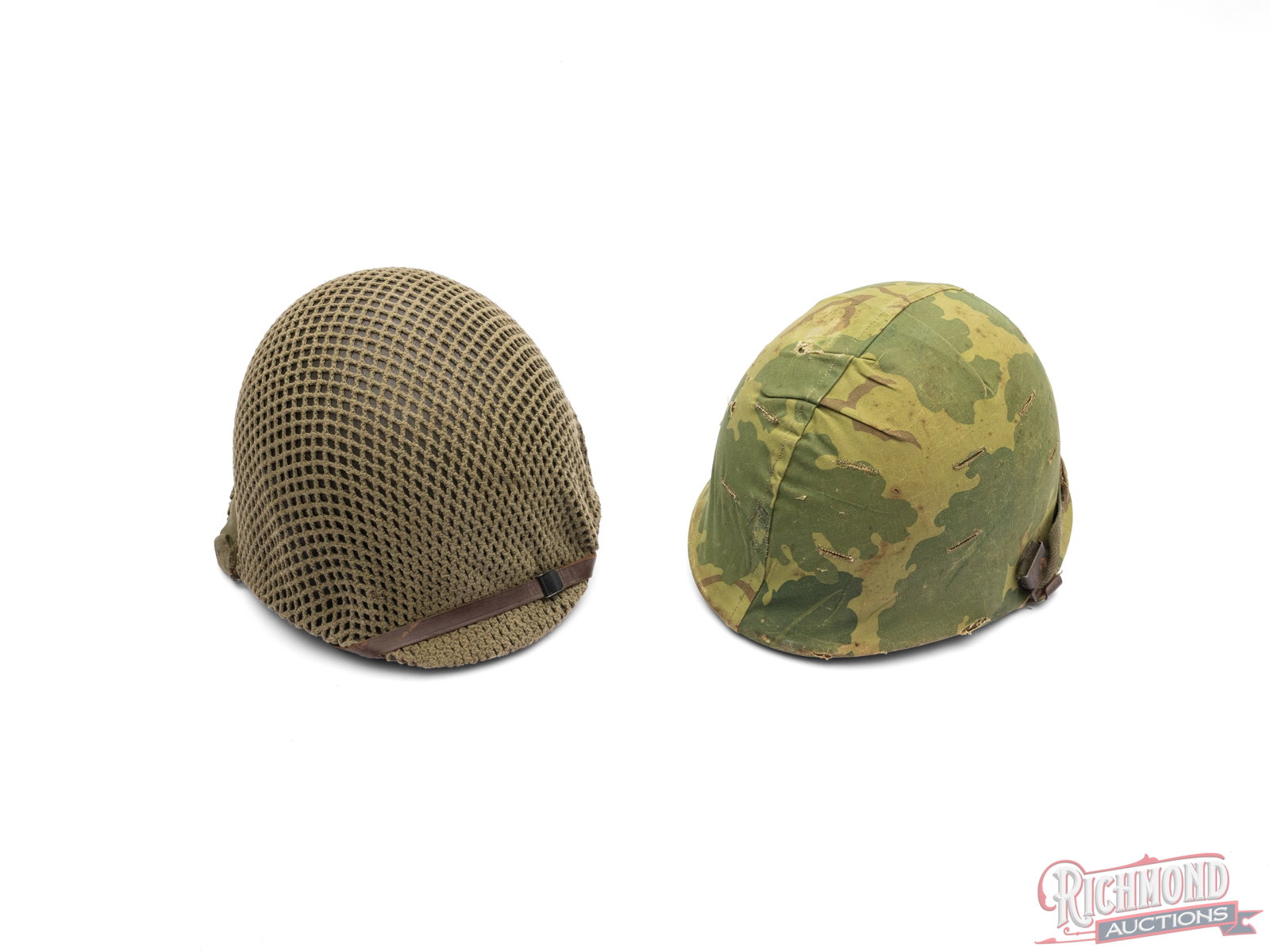 Lot of Two American Military Steel Pot Helmets with Liners (1 of 2)