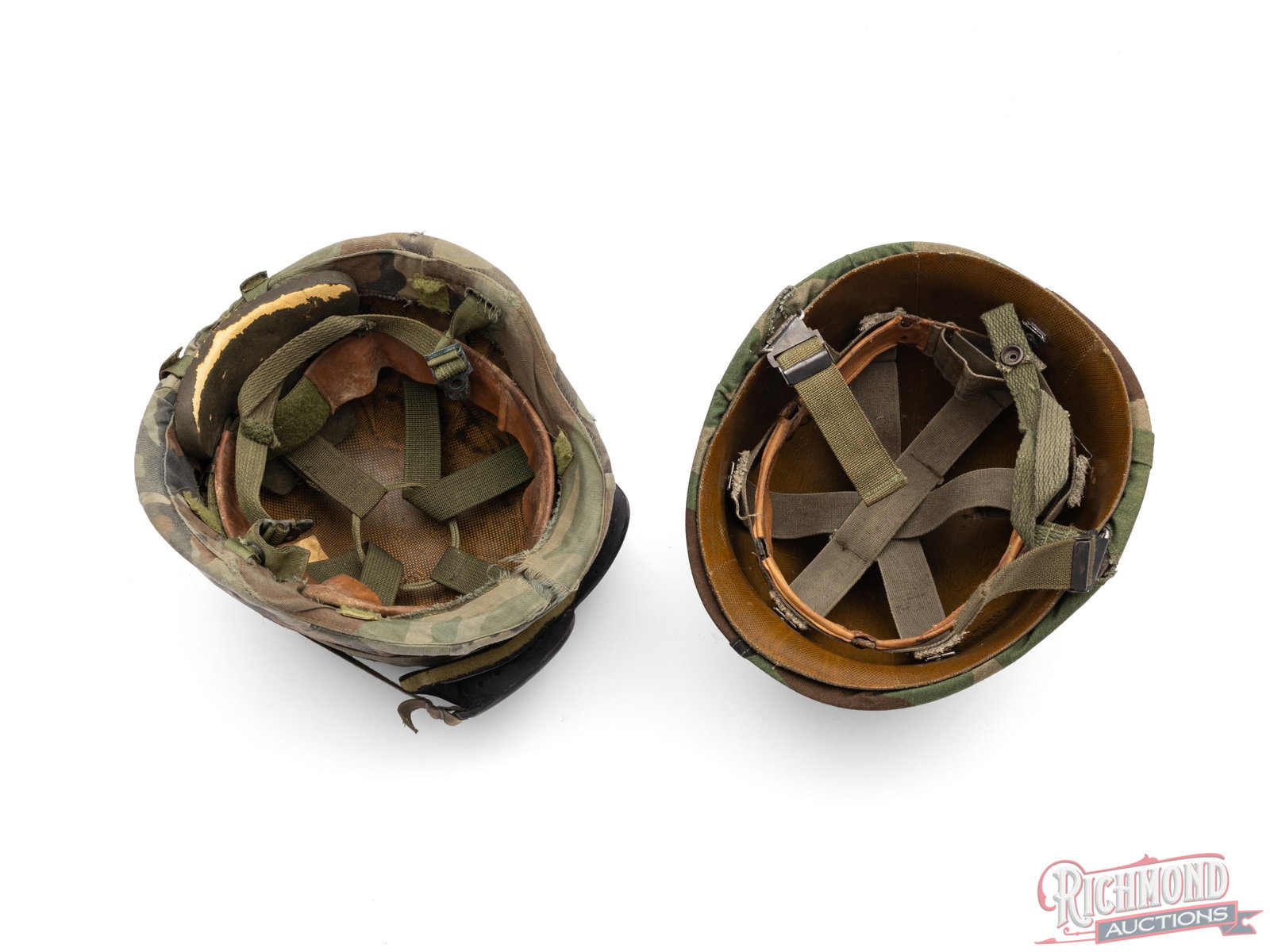 Two American Steel Pot & Kevlar Military Helmets with Liners - 3